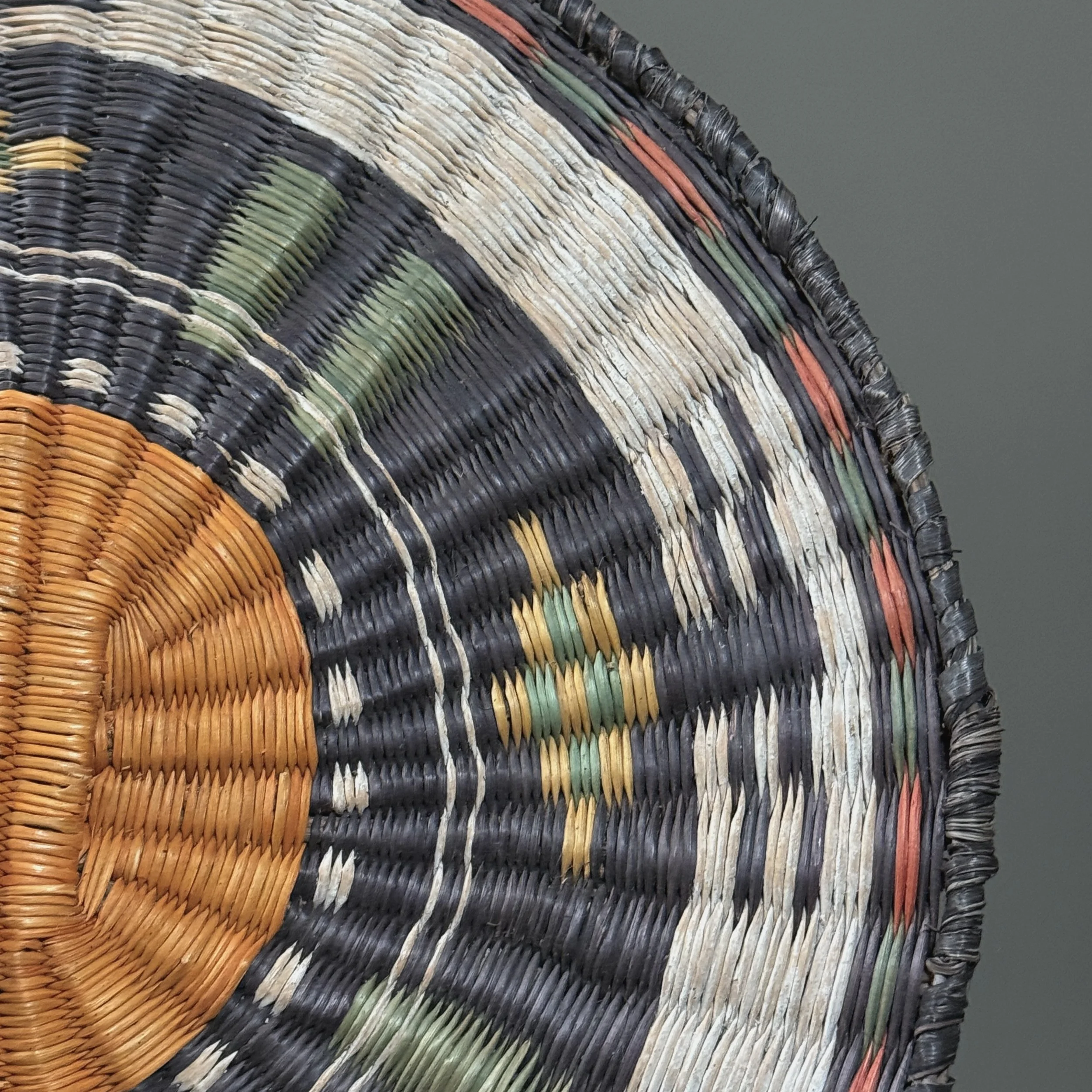 Detail of wicker construction technique with rabbit brush and sumac.