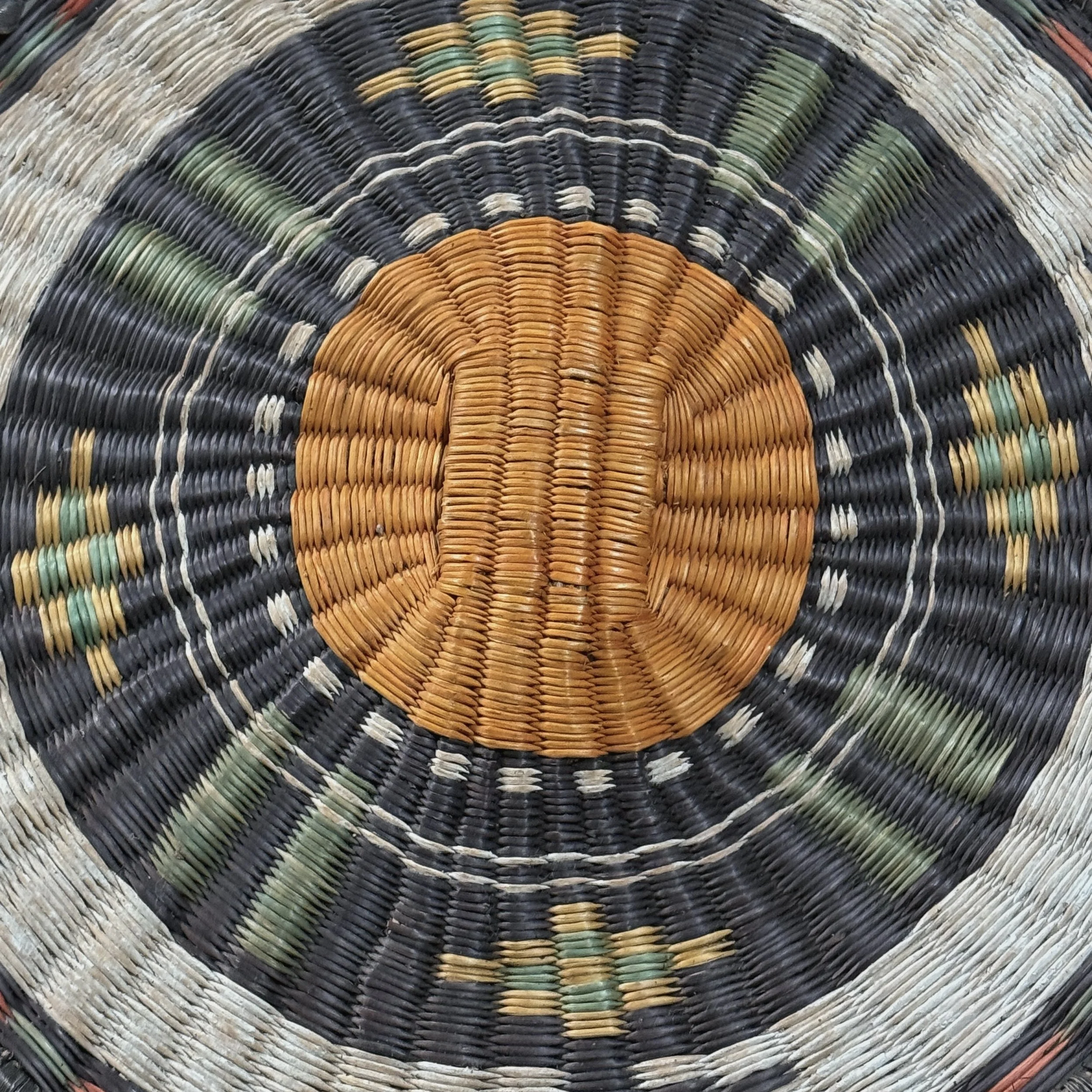 Detail of wicker construction technique with rabbit brush and sumac.