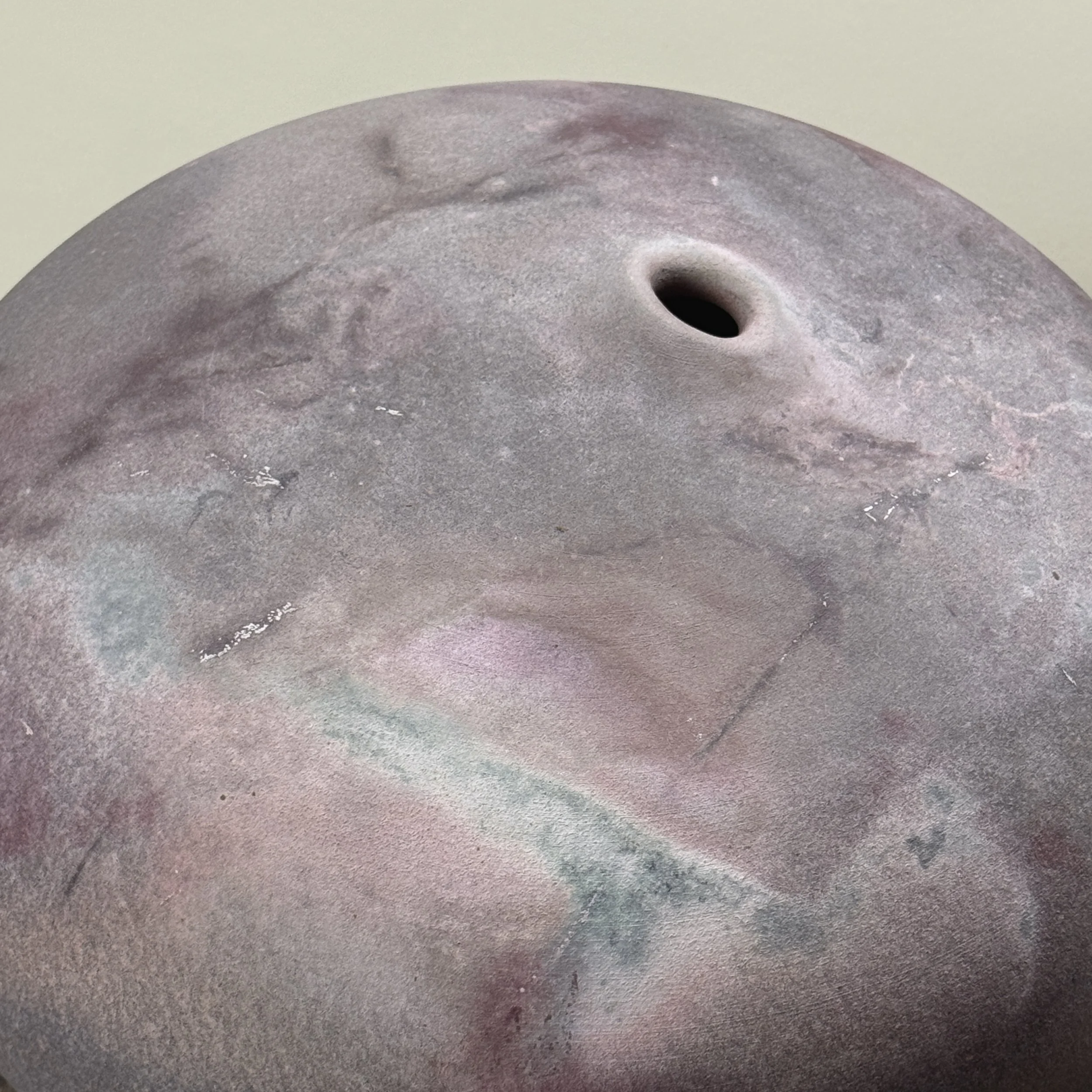 Surface detail. Wood ash natural glaze. Anagama firing characteristics.