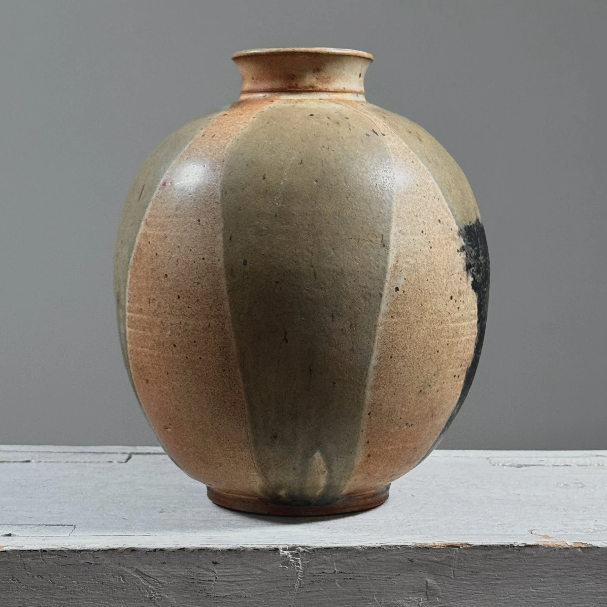 Vintage Danish Abstract Modern drip glazed ceramic vase, signed