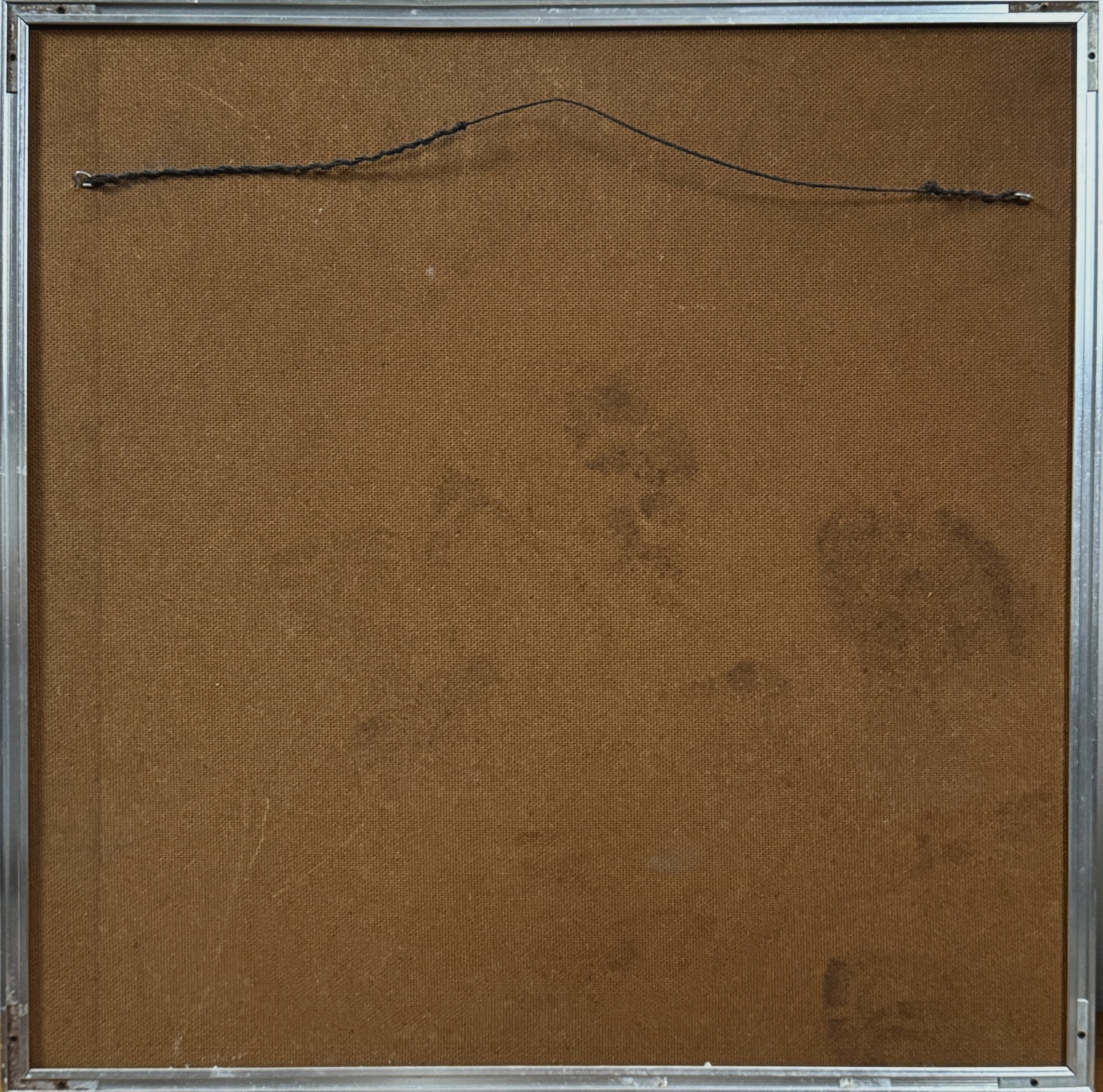 View of the painting's reverse and backing board.