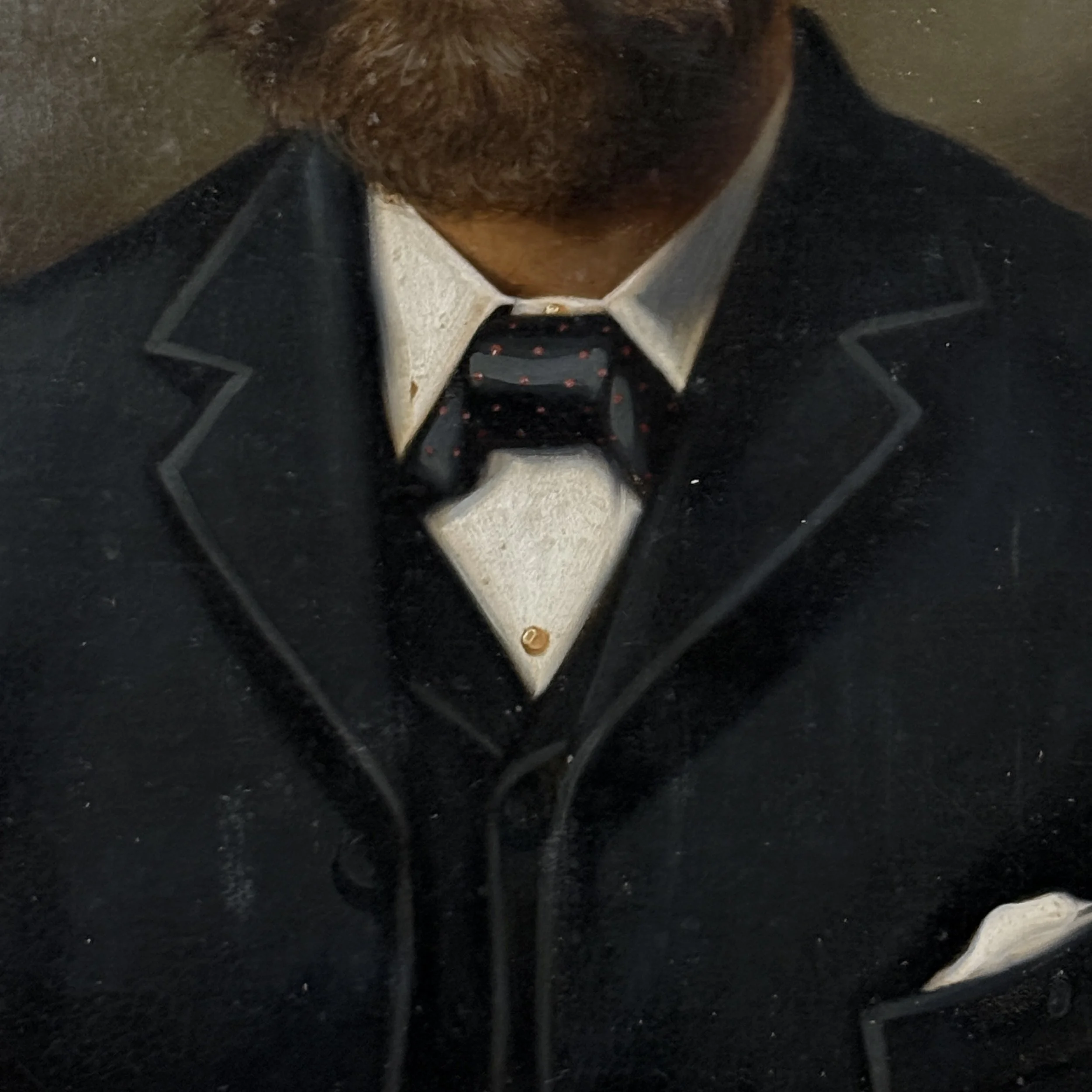 Detail of Antique Victorian British School portrait of a bearded man, oil on board