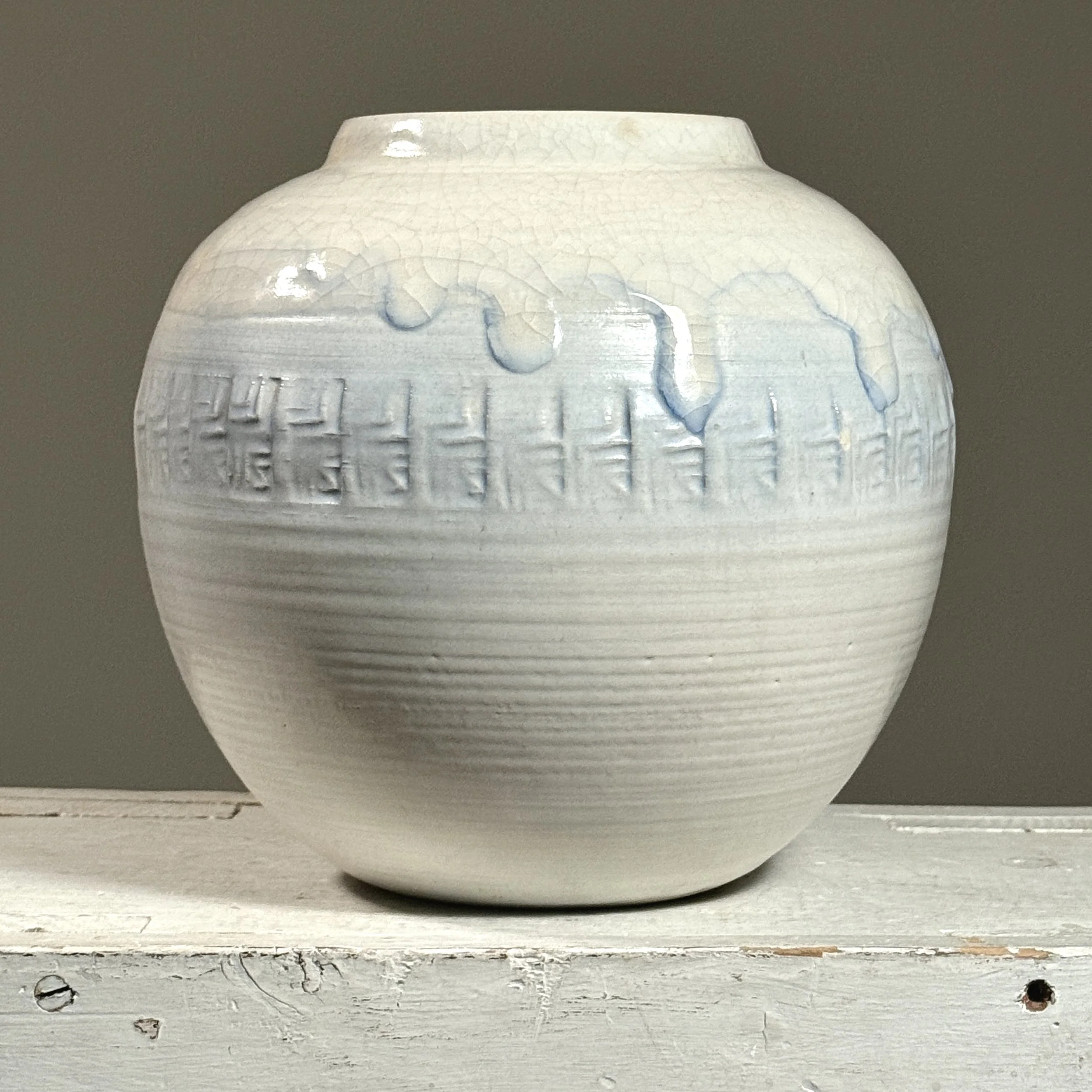 Side profile of vintage Japanese ceramic vessel