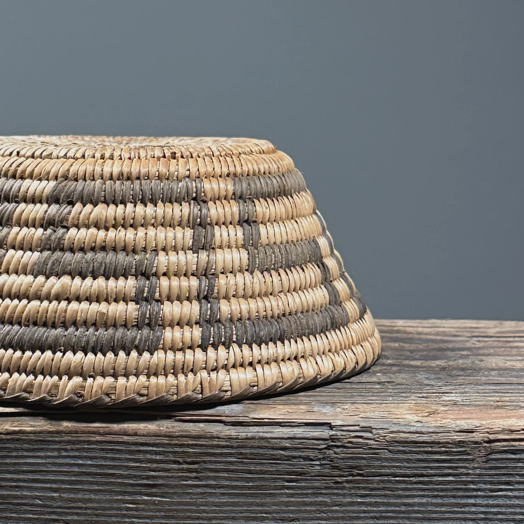 Geometric design detail. Traditional Pima motifs. Black-on-natural contrast.