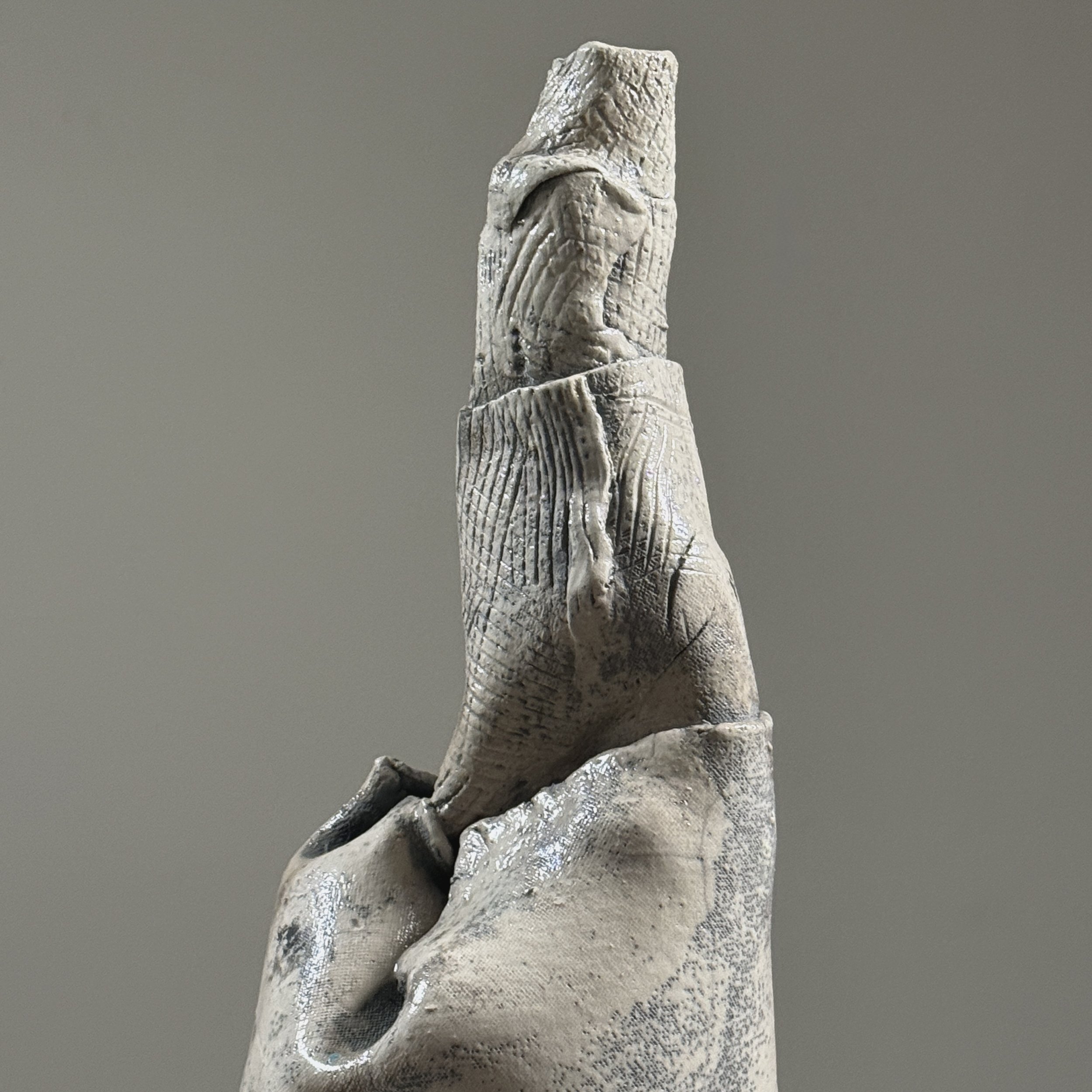 Crimped and folded section detail, postmodern ceramic vessel