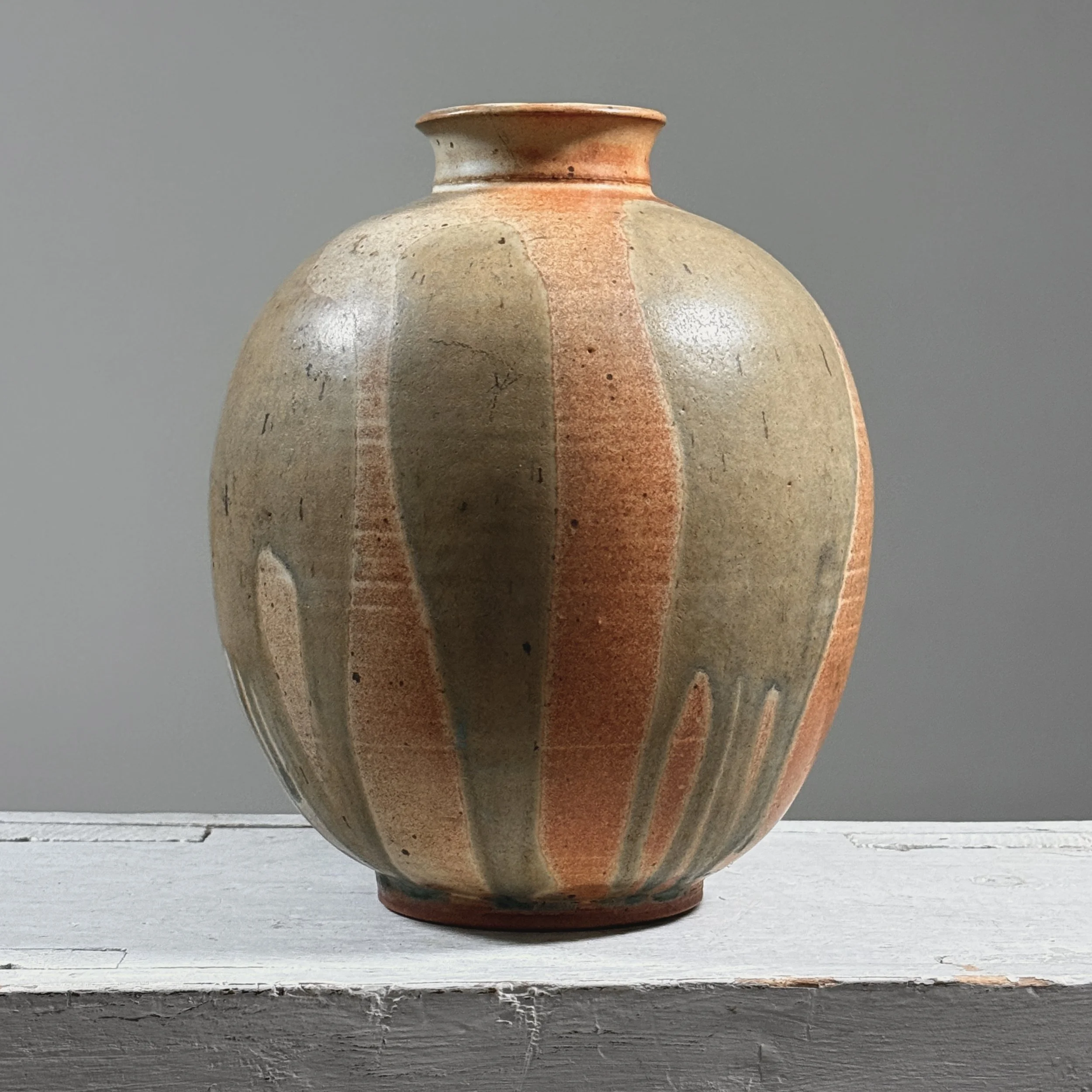 Vintage Danish Abstract Modern drip glazed ceramic vase, signed