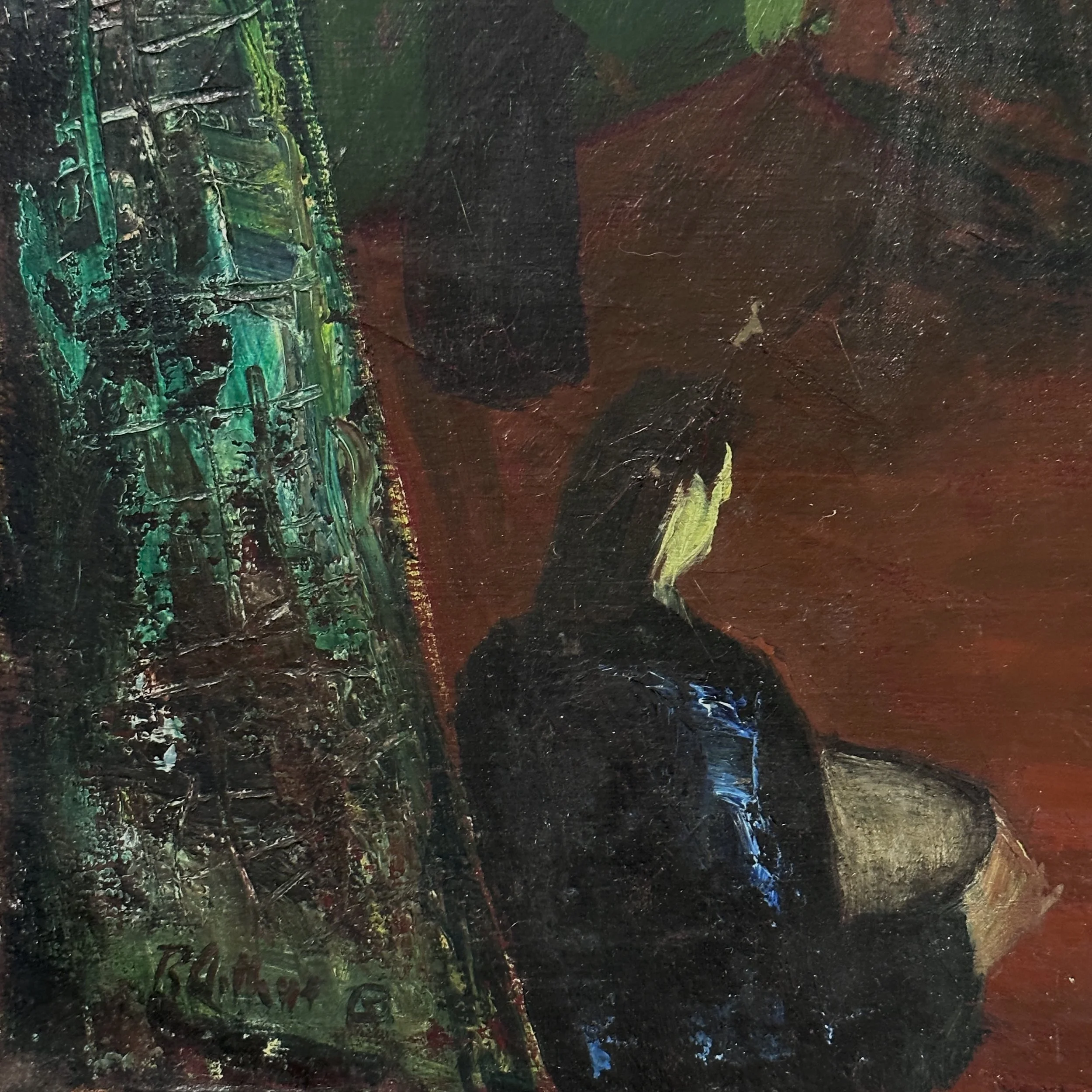 Close-up of a specific figural grouping within the composition.