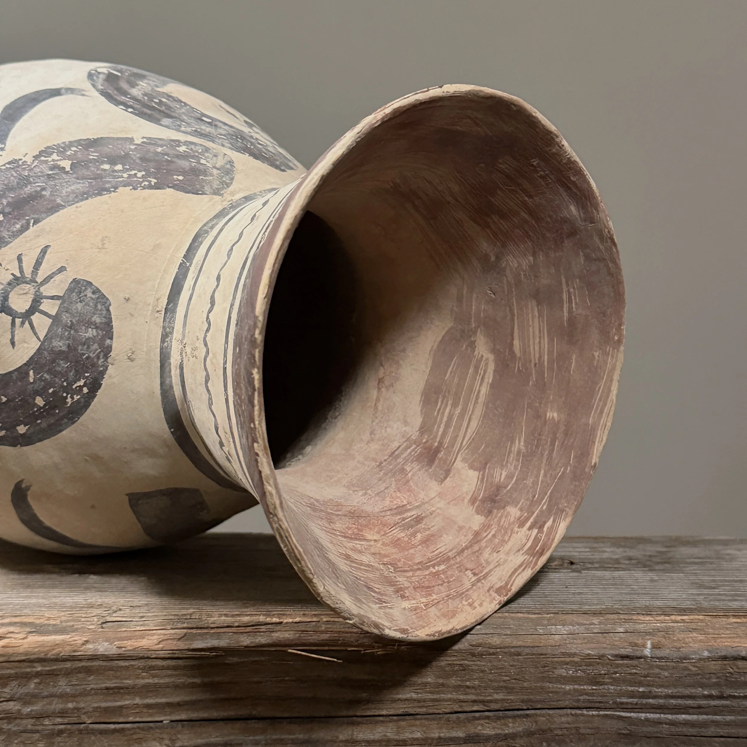 Top-down view of flared rim and interior