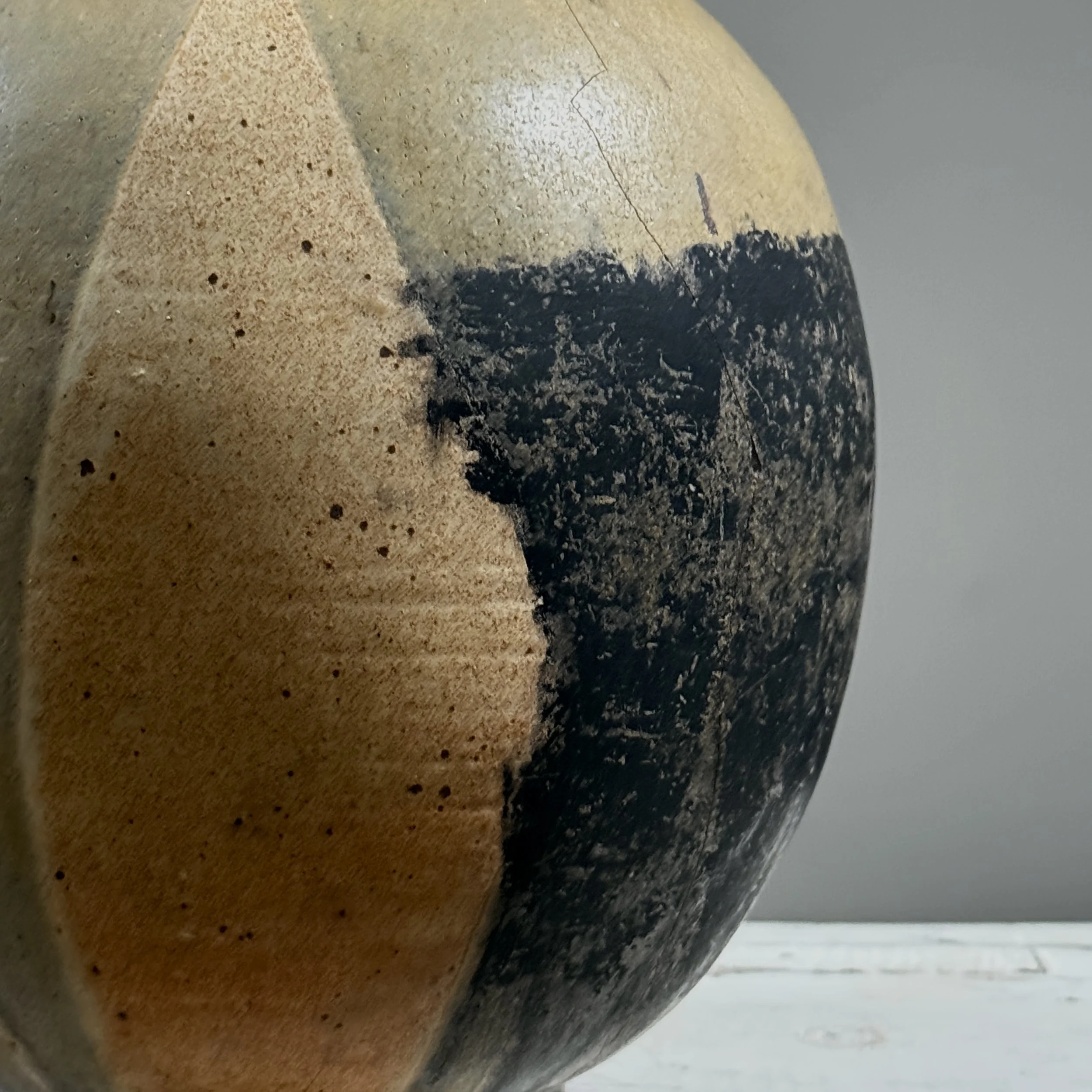Vintage Danish Abstract Modern drip glazed ceramic vase, signed