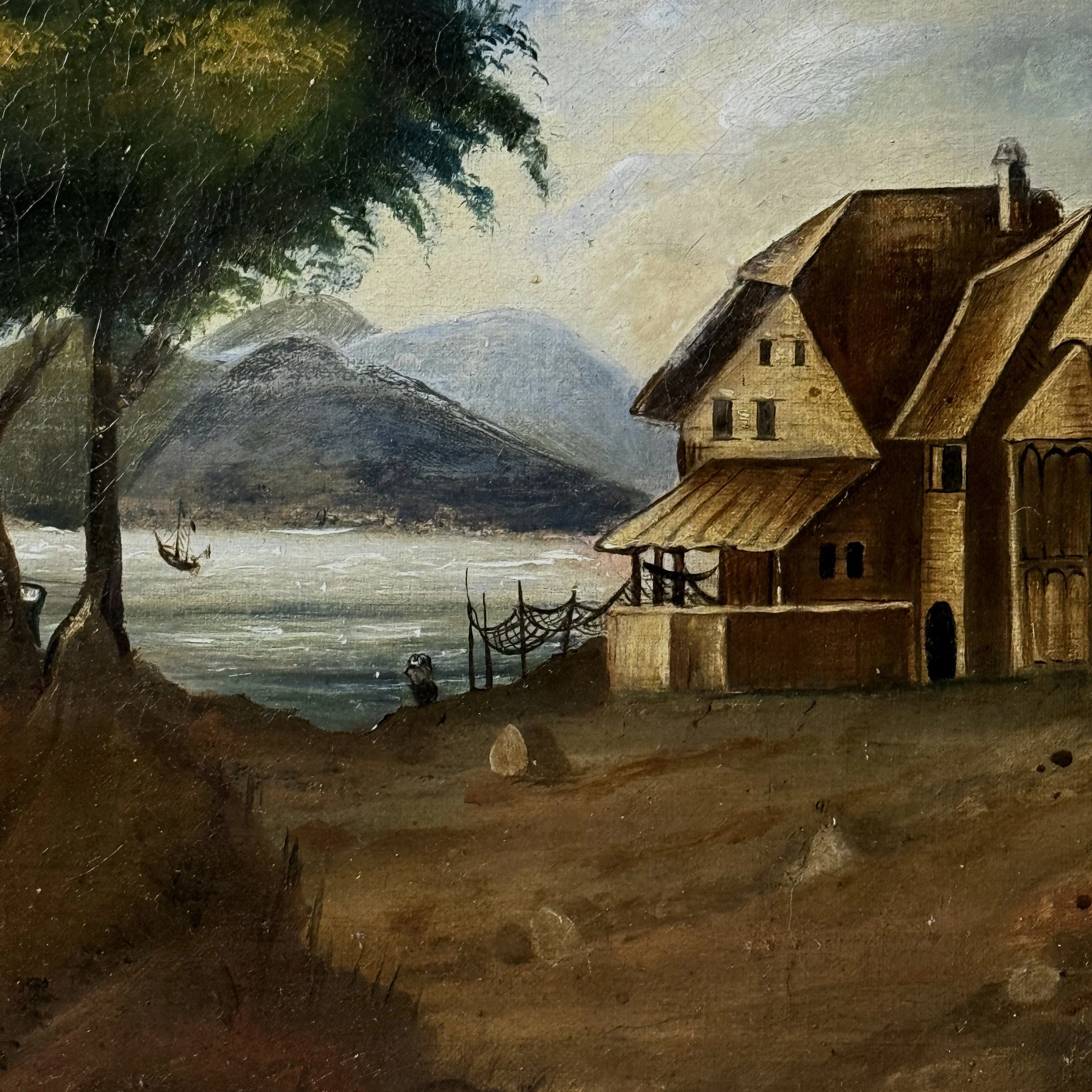 Cottage detail. Folk art architectural rendering