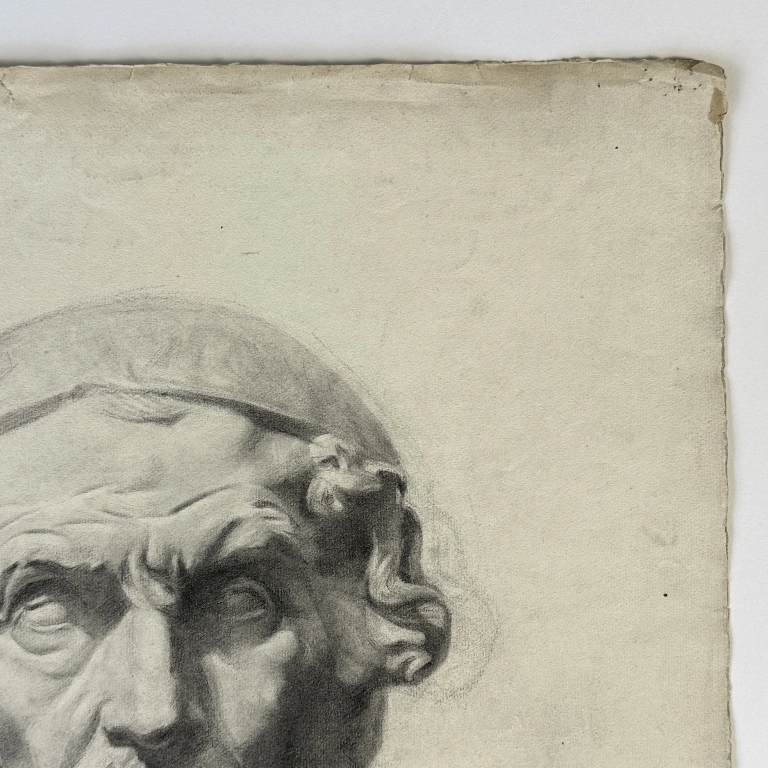 Close-up of Homer bust charcoal shading