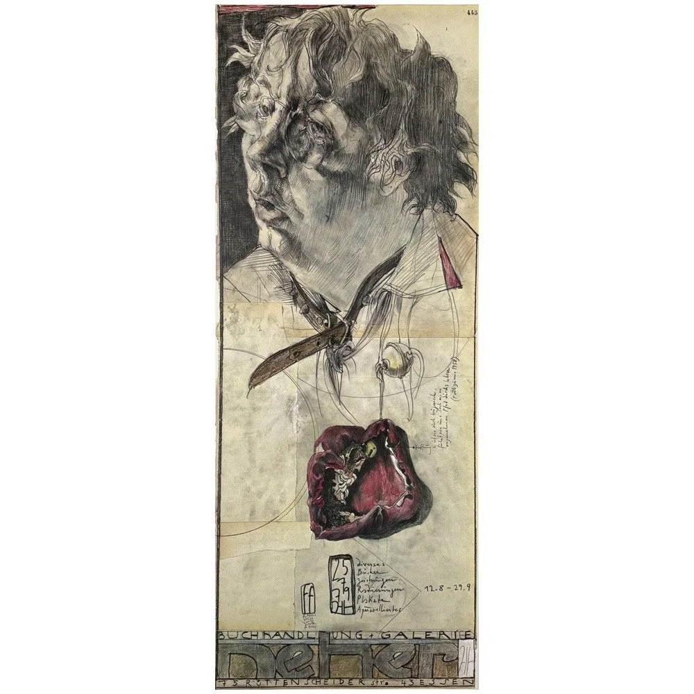 Horst Janssen Self with Paprika Heart 1979 signed exhibition poster