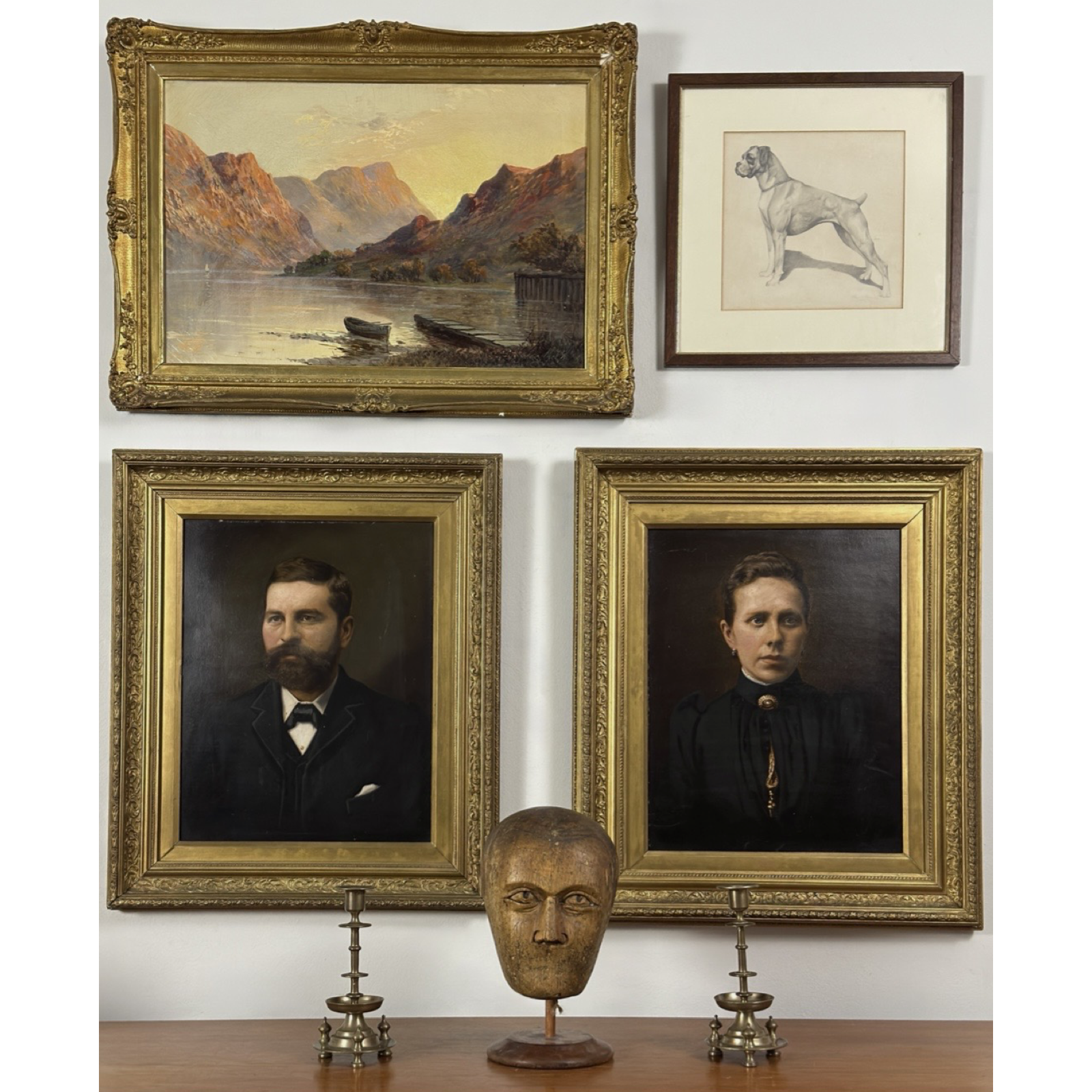 Vignette with Antique Victorian British School portrait of a bearded man, oil on board