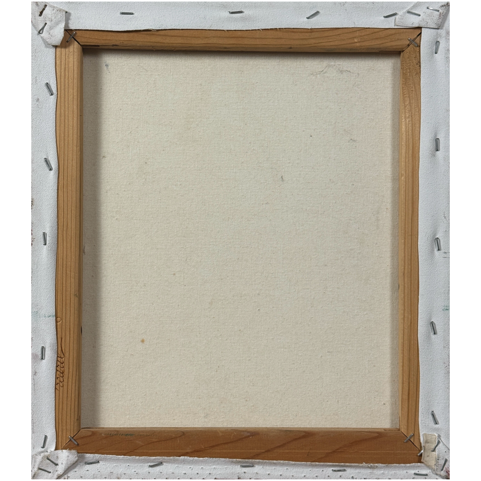 Verso view of canvas