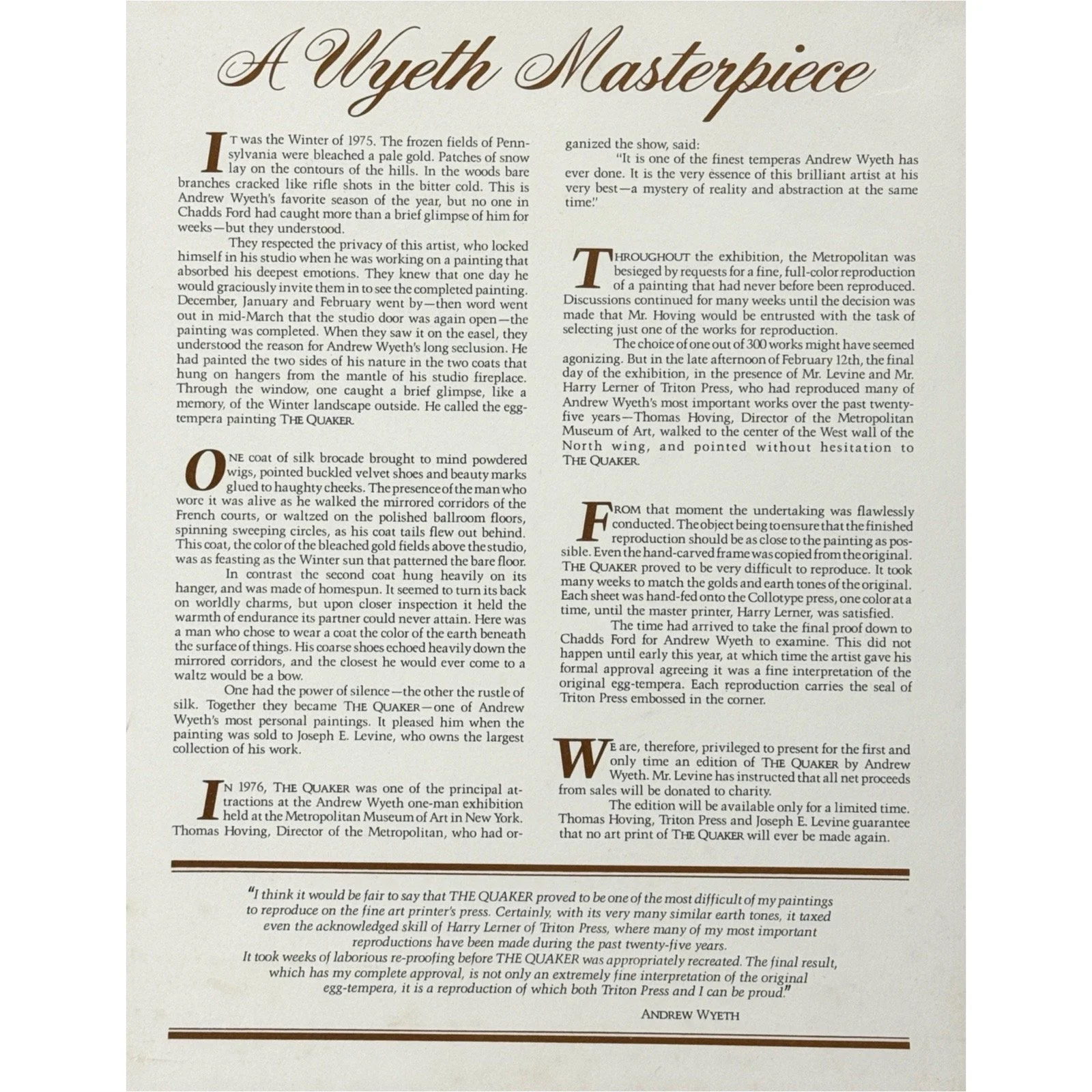 The page with the description of the print.