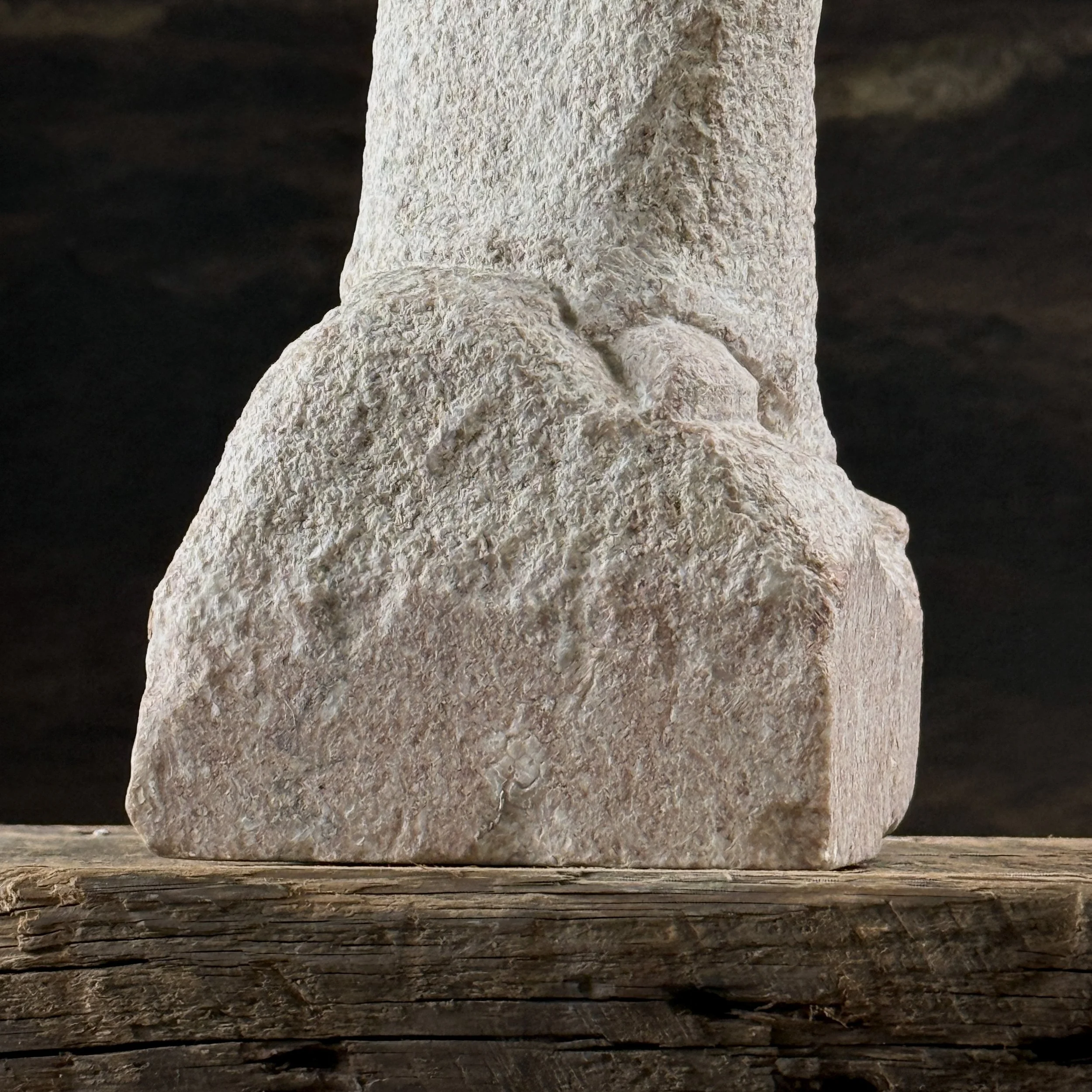 Vintage 1940s Modernist hand-carved stone masked figurative sculpture