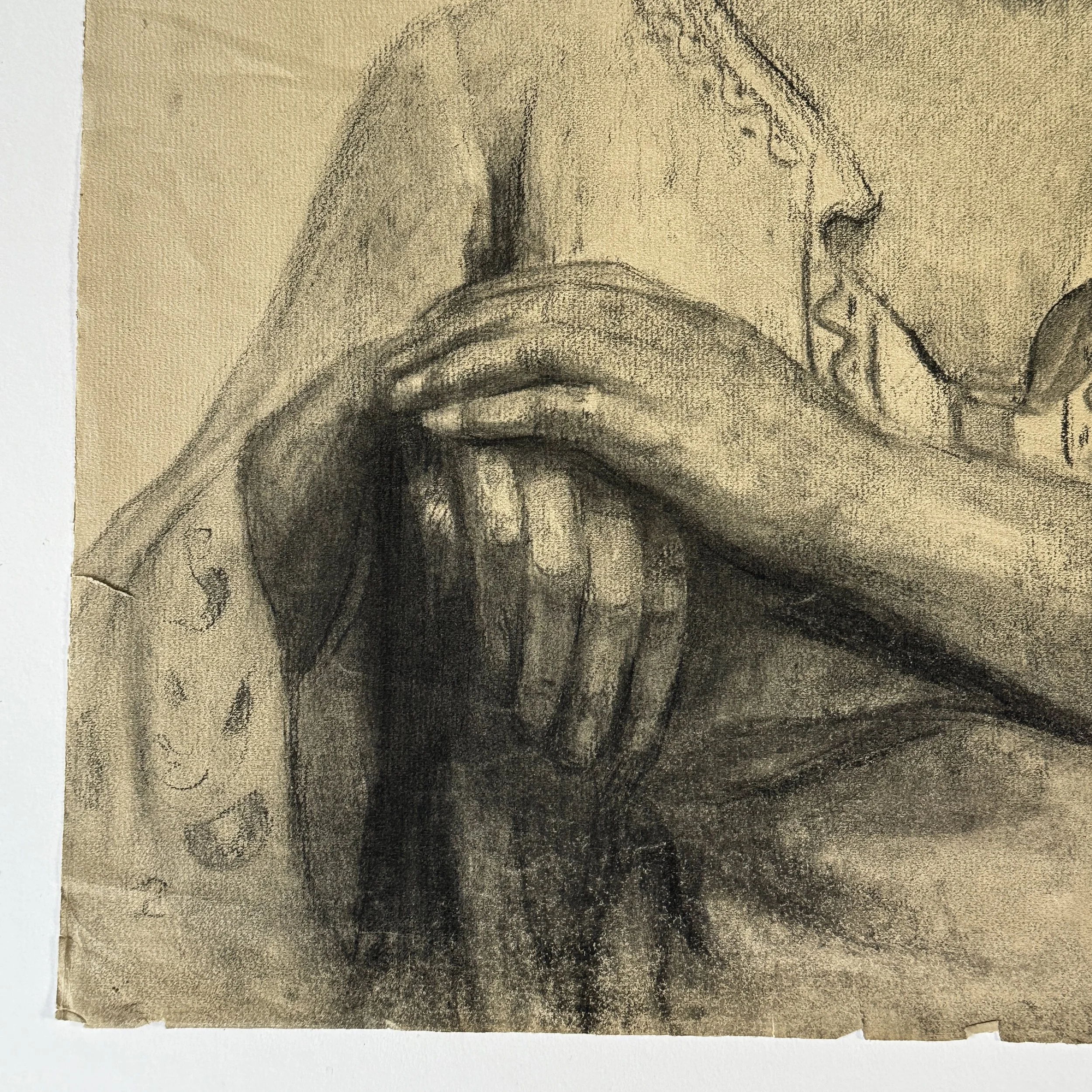 Antique Italian charcoal sketch with soft tonal modeling
