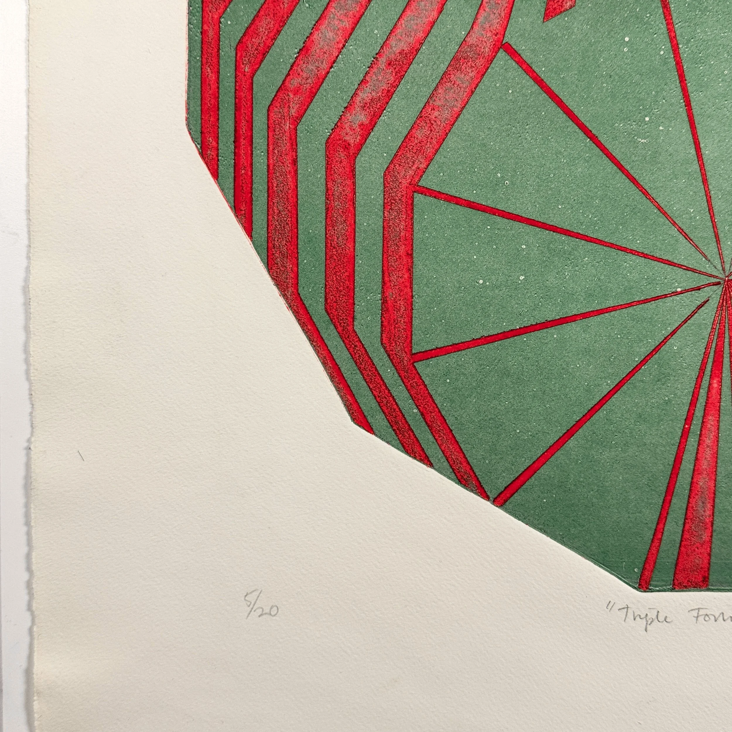 Detail of pencil signature, title, and edition number in Triple Forms