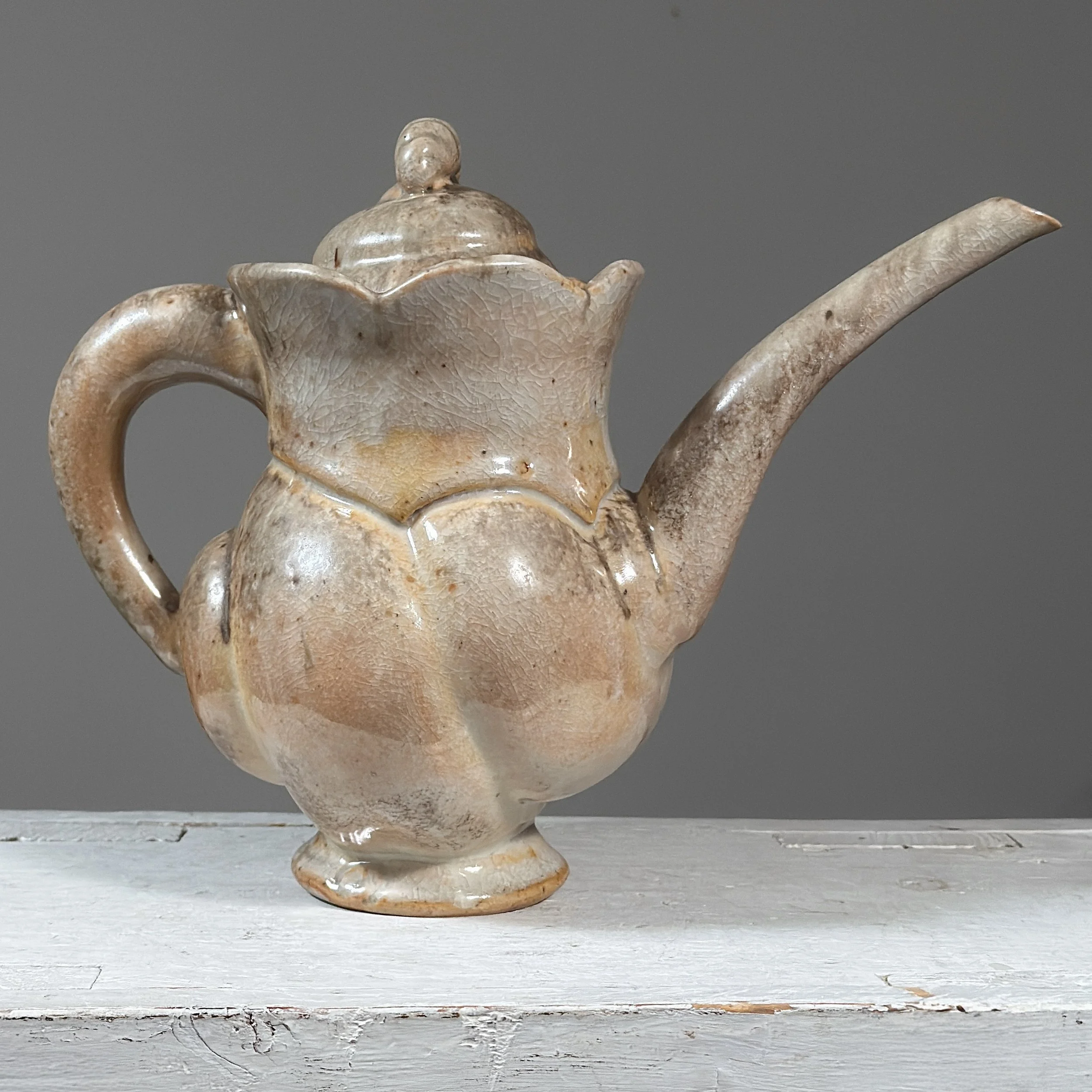 Henry Tanaka wood fired crackle glaze postmodernist stoneware teapot