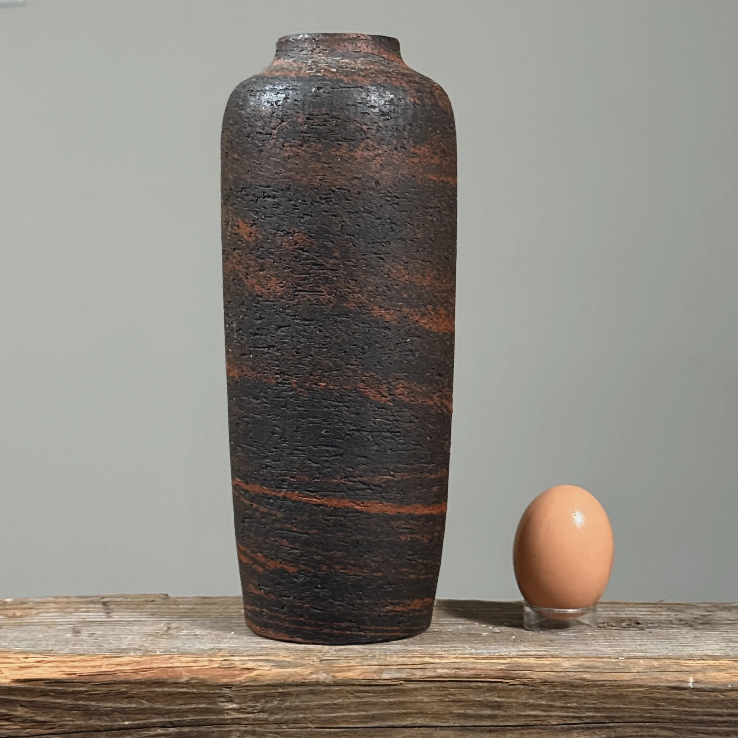 Gunnar Nylund for Nymølle stoneware vase, mid-century modern, textured bark glaze