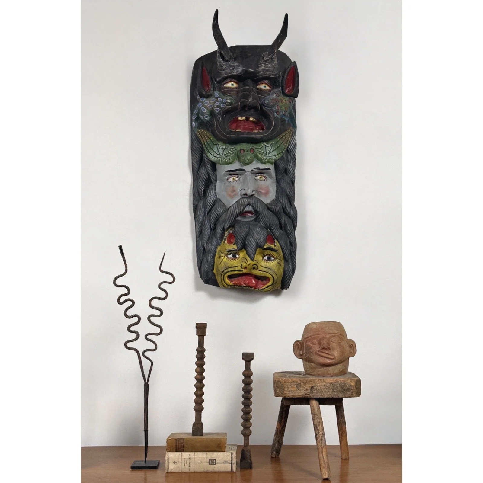 Vignette view of mask in an interior set up.