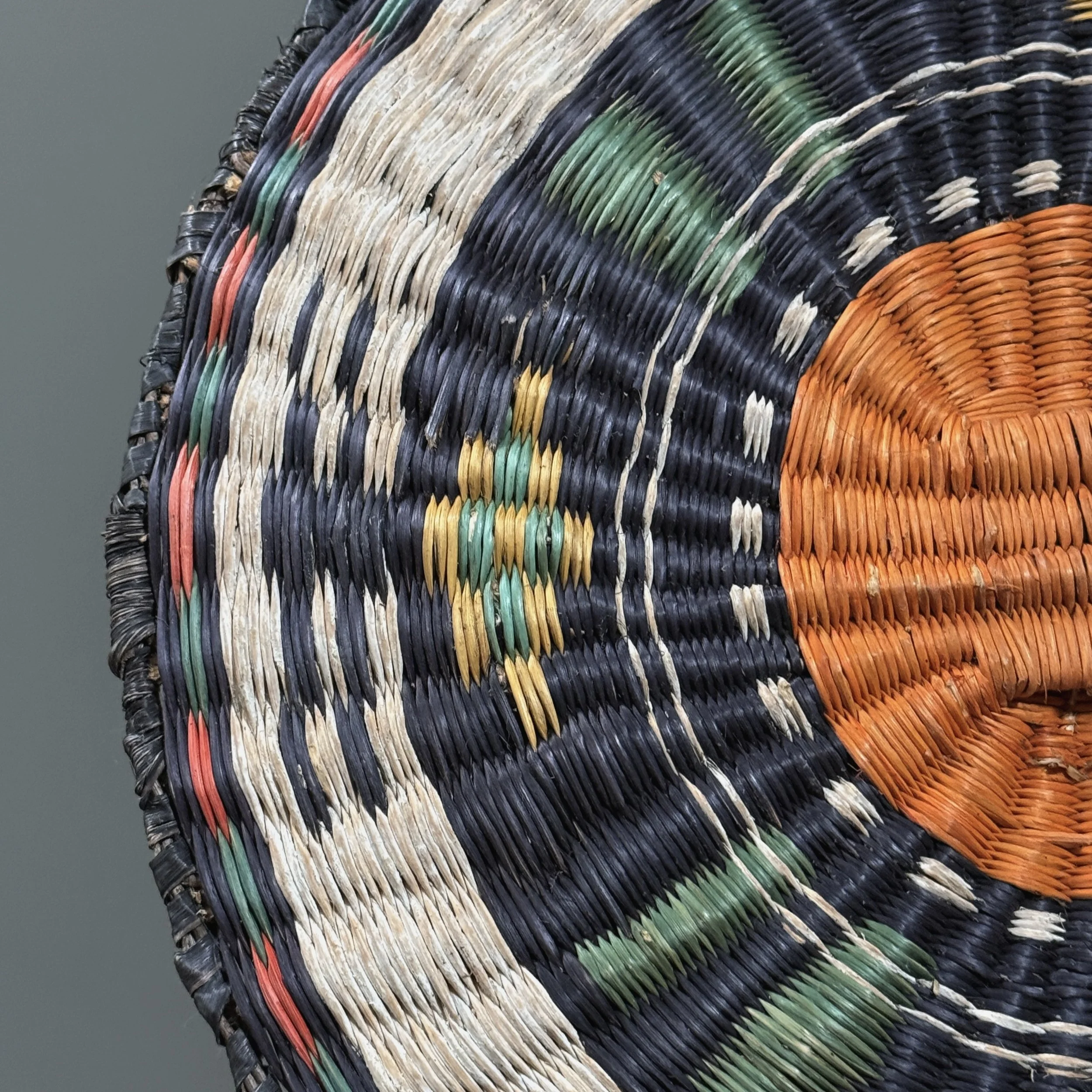 Detail of wicker construction technique with rabbit brush and sumac.