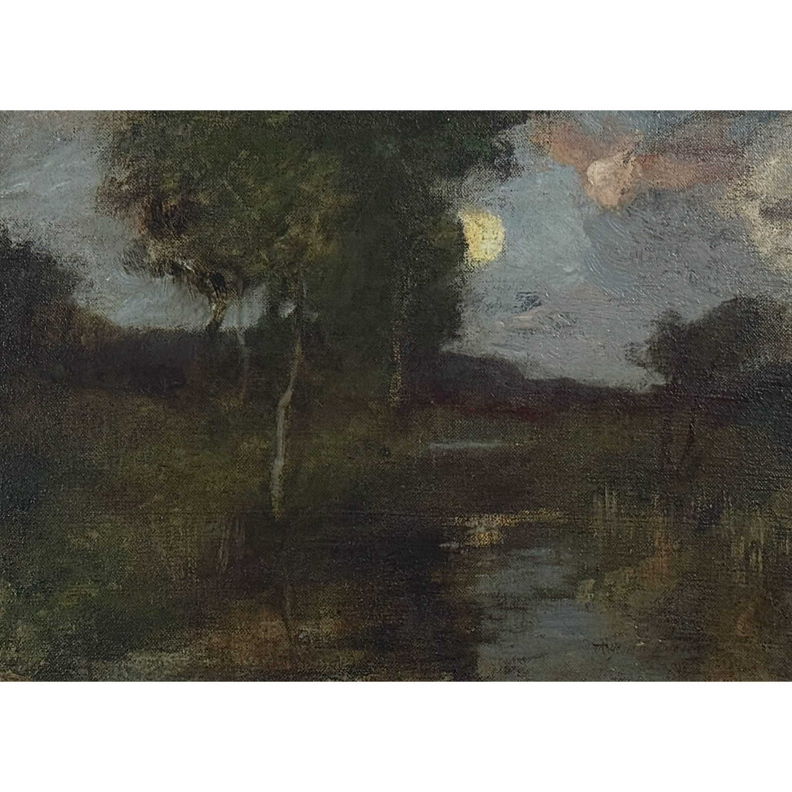 Robert Macaulay Stevenson moonlit nocturne of Bardowie Loch, oil on canvas