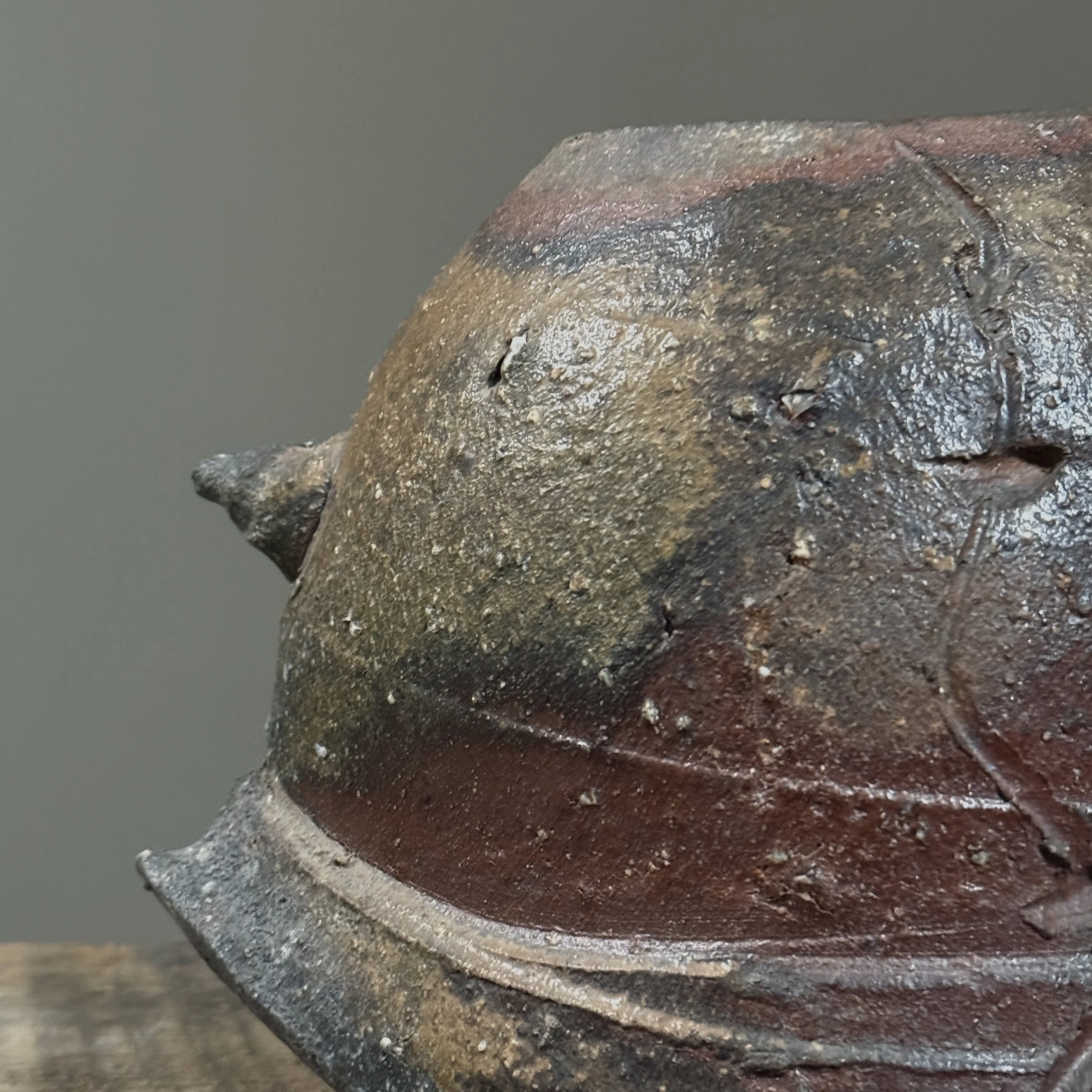 Detail of spikes on Brutalist ceramic piece