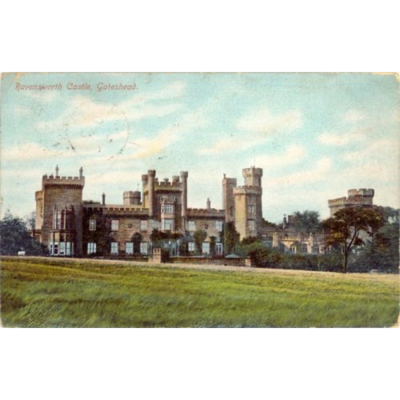 Old postcard view of Ravensworth Castle