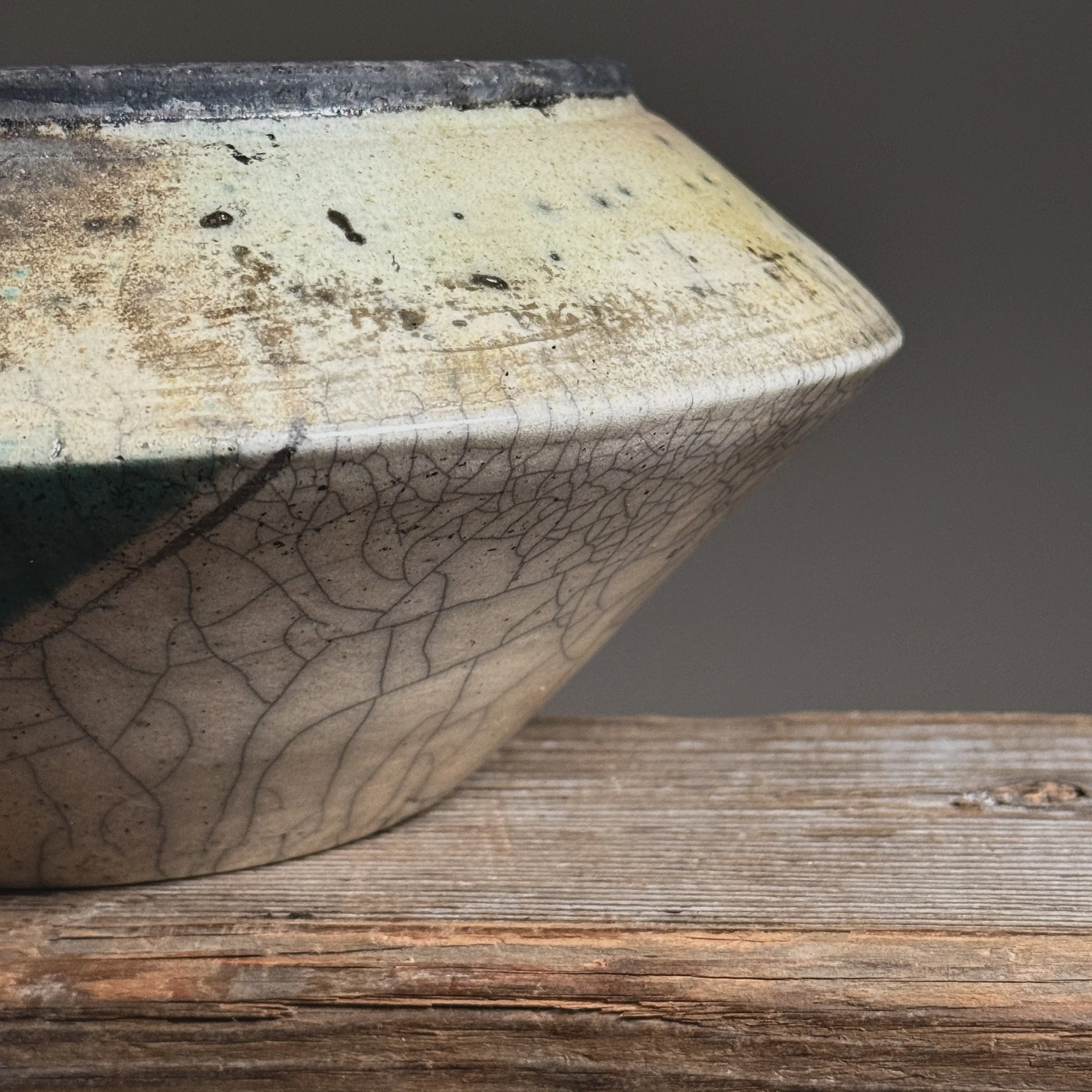 Crackle glaze detail. Intricate network of glaze cracks.