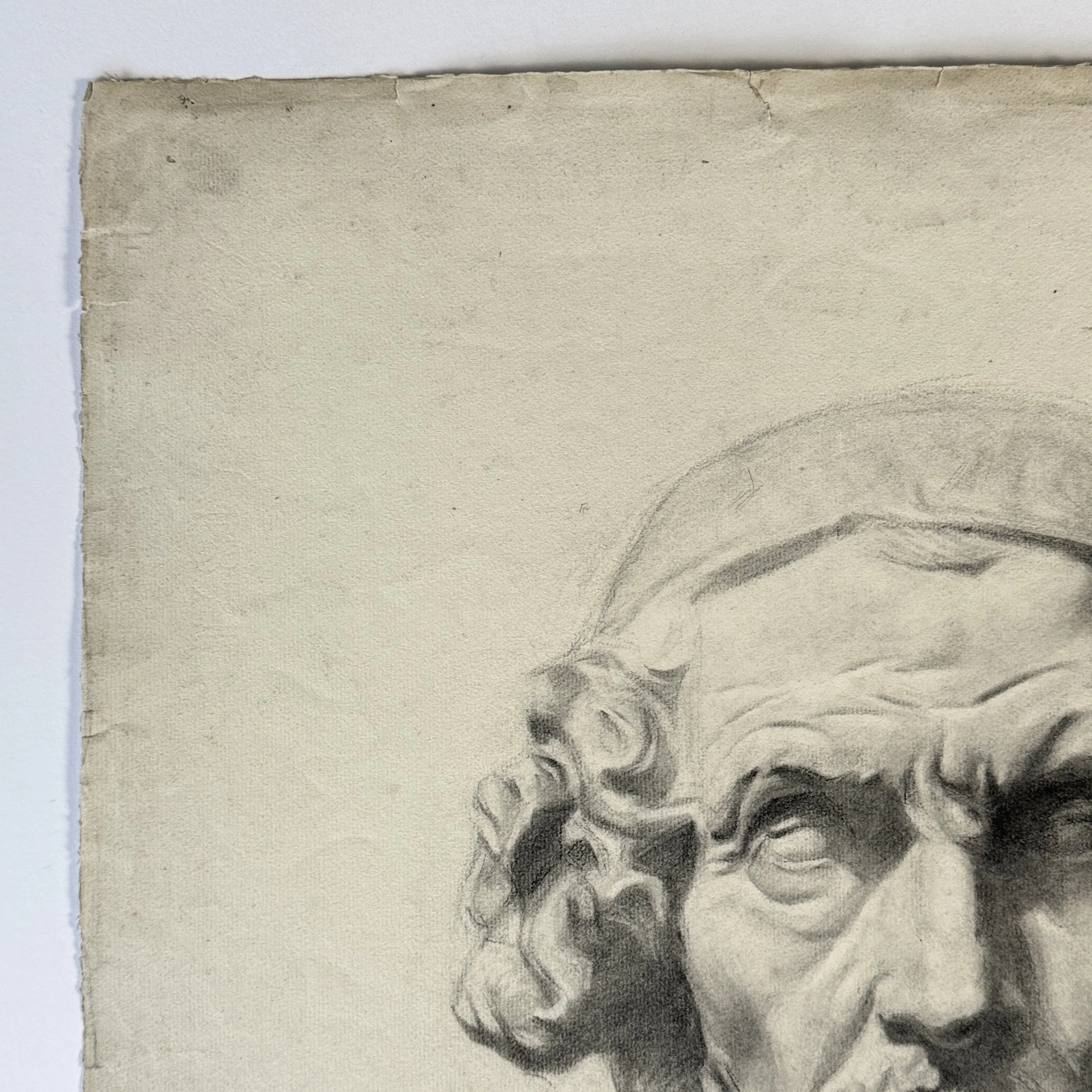 Close-up of Homer bust charcoal shading