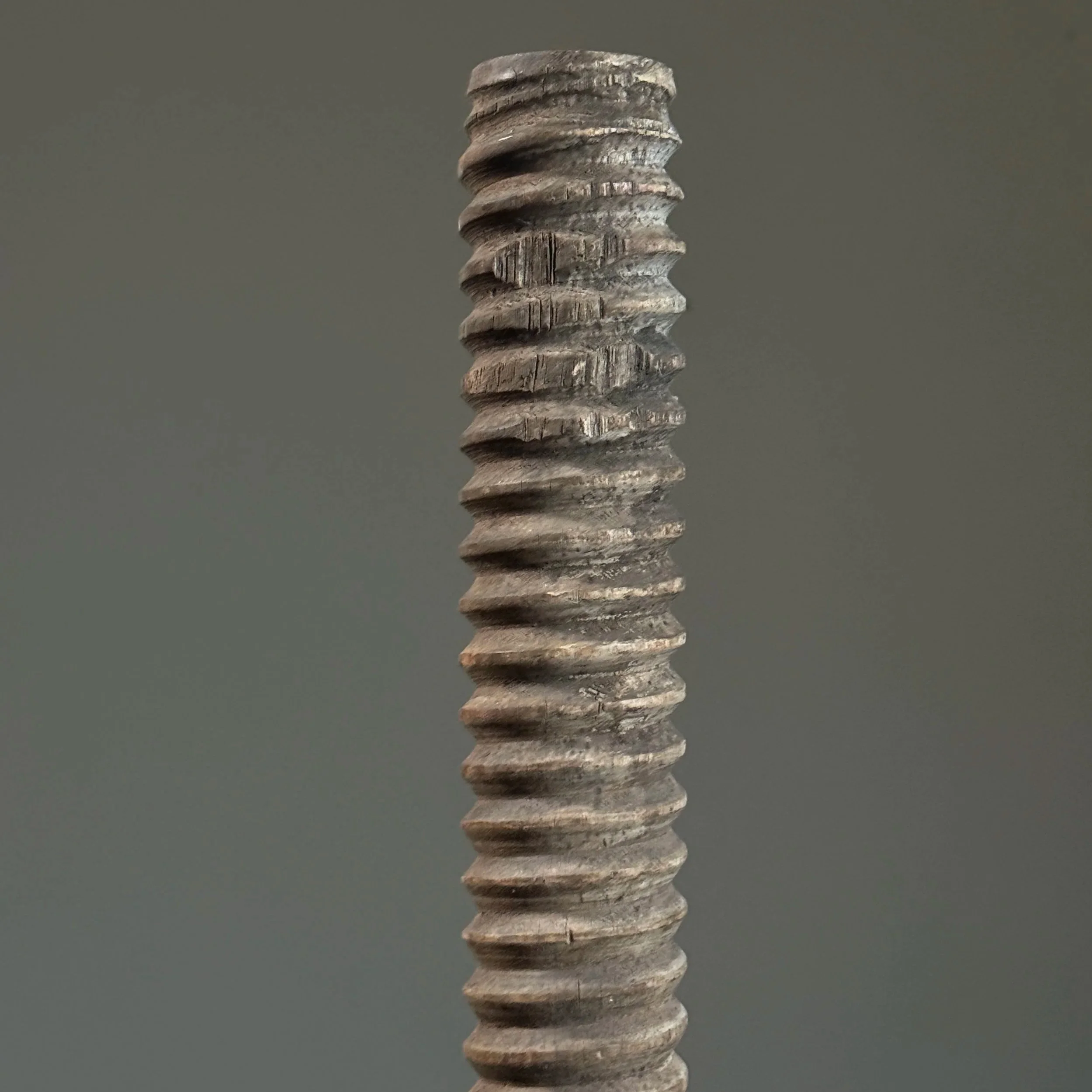 Macro detail of thread groove emphasizing 18th-century craftsmanship.