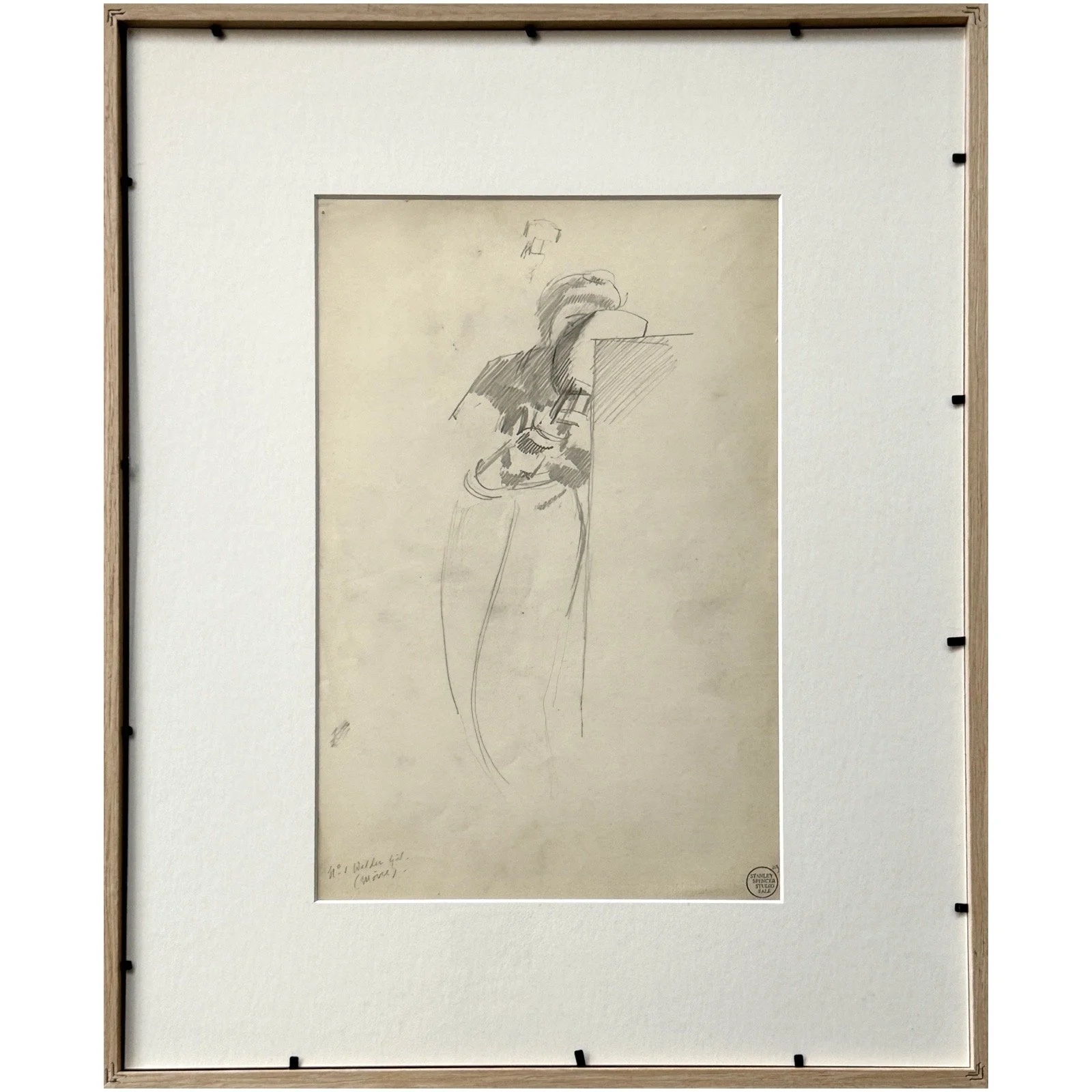 Verso drawing Portrait of Female Welder (No. 1 Welder Girl, Moire) by Stanley Spencer