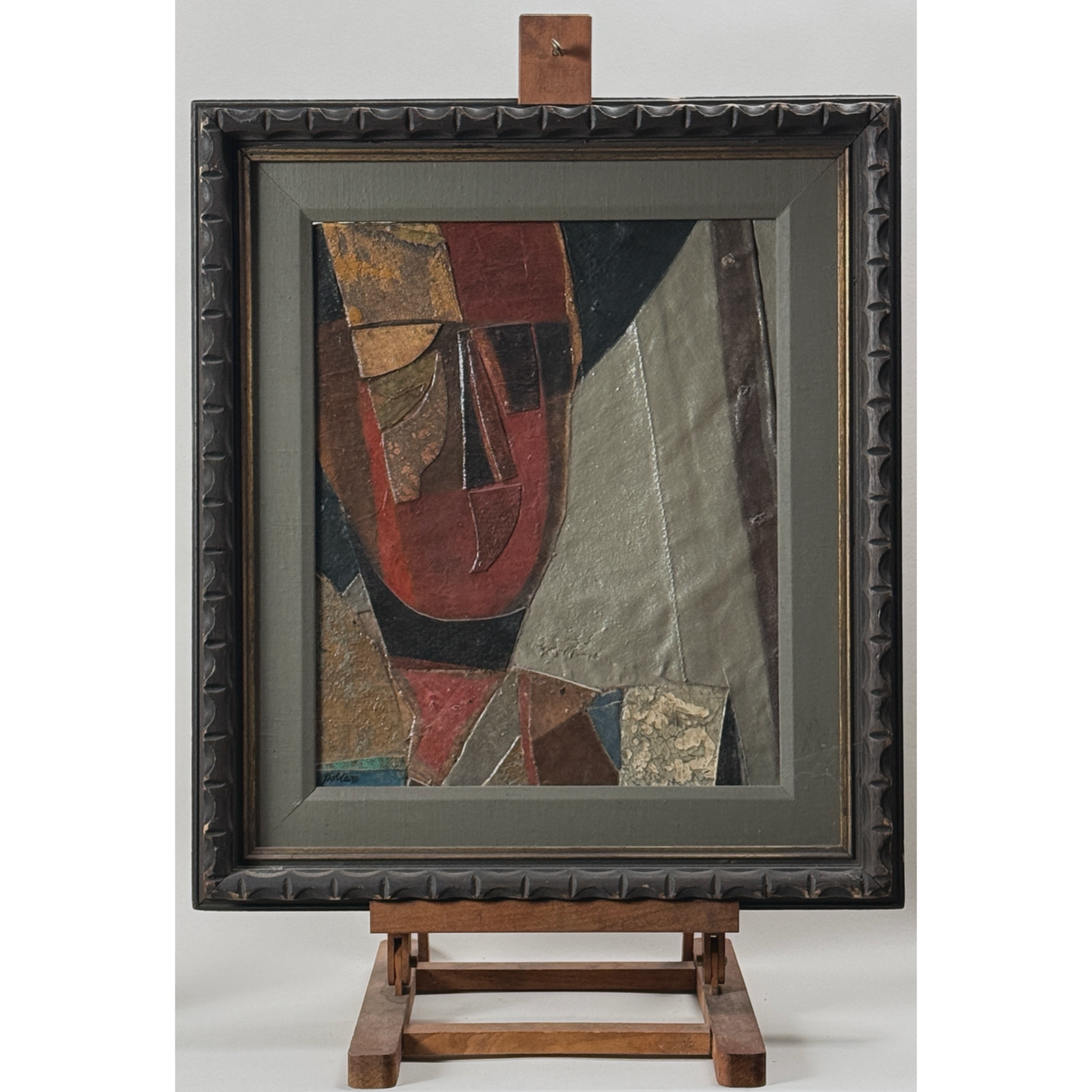 Paul Pollaro mixed media sculptural portrait, layered painted fabric, signed