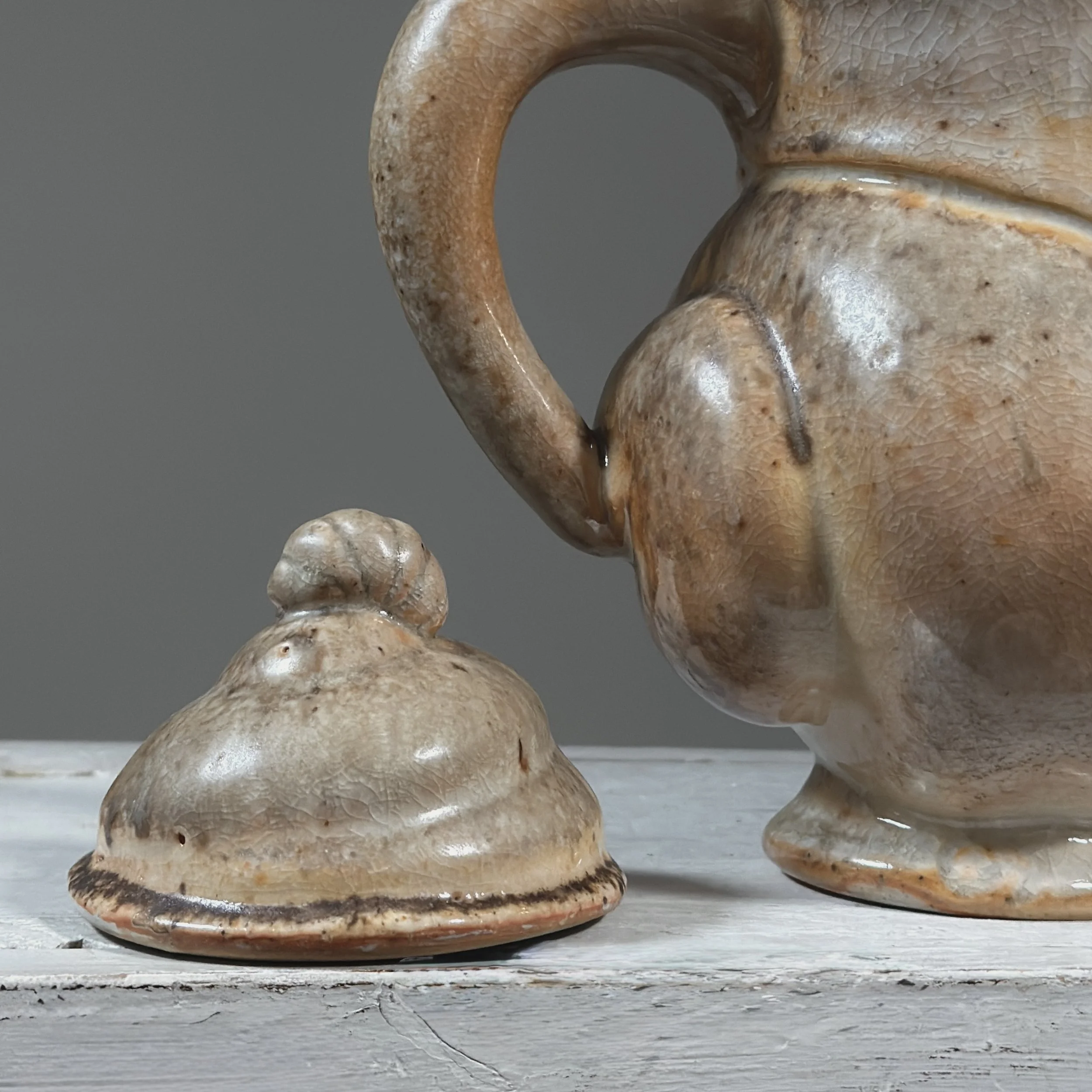 Henry Tanaka wood fired crackle glaze postmodernist stoneware teapot