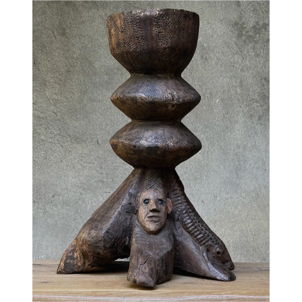 Vintage hand-carved folk art wooden sculpture