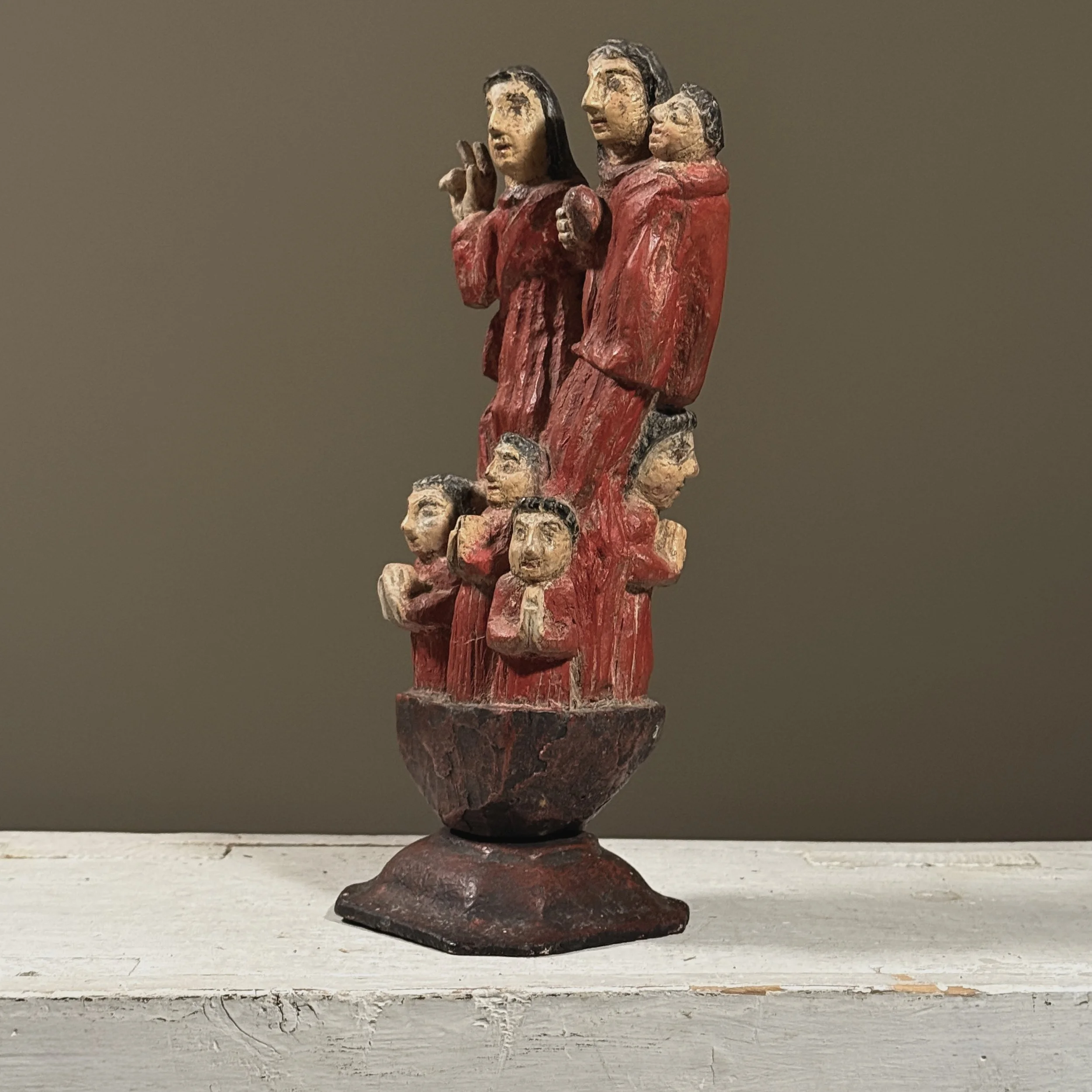 19th-century Spanish Colonial hand carved Santos sculpture side view