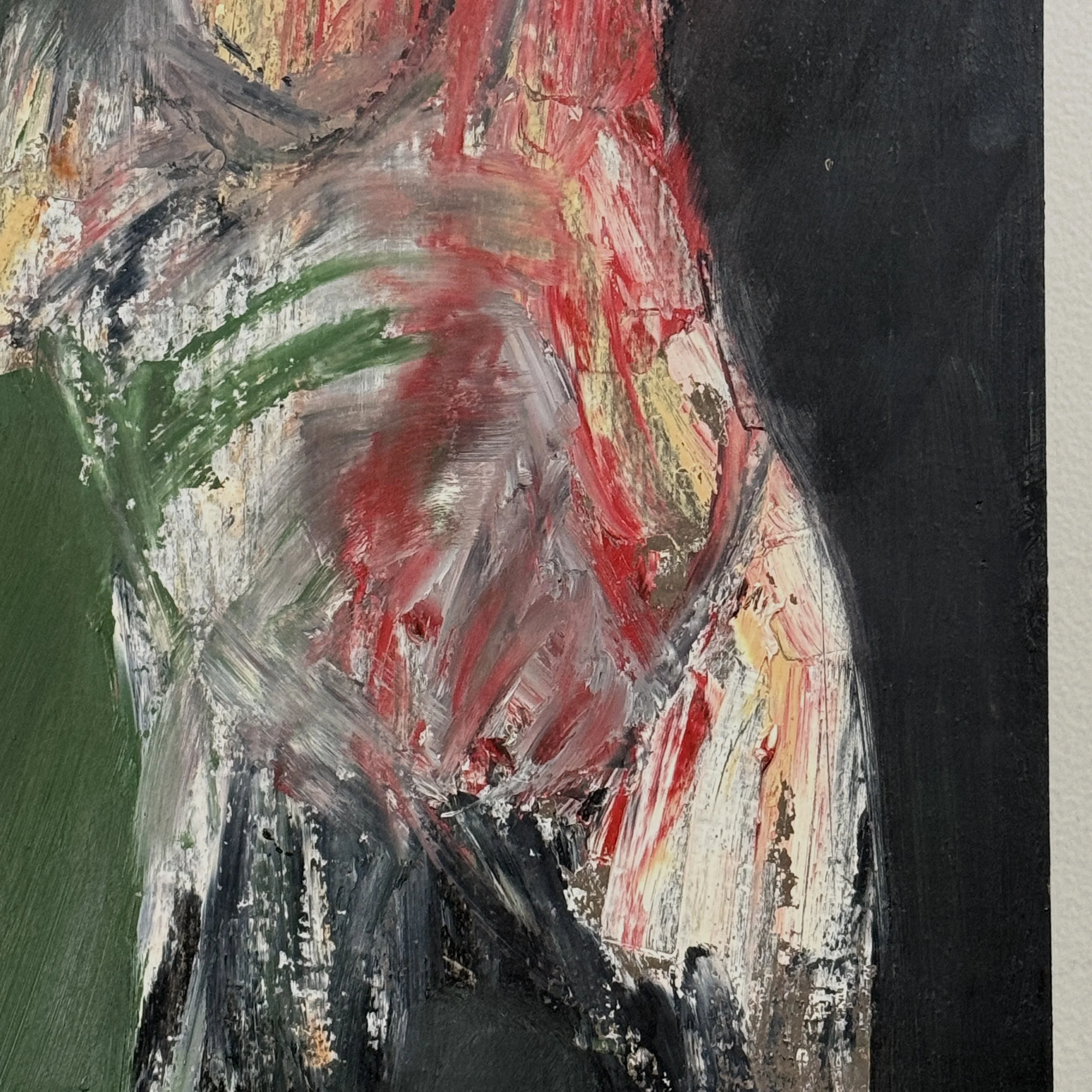 Detail of Norman Rubington abstract expressionist figurative study, oil on board