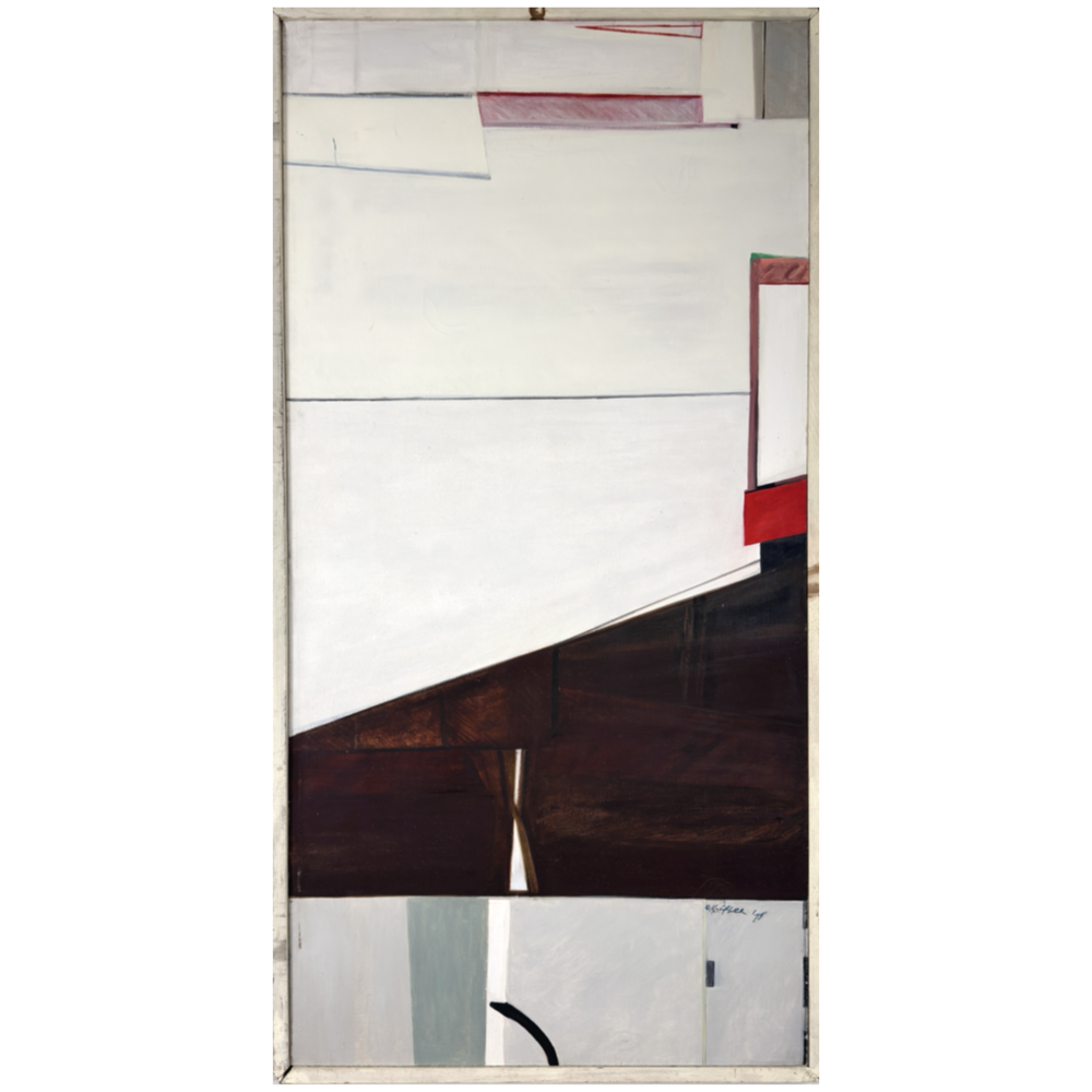 Vintage Monumental Abstract Minimalist Geometric Study, Signed (Oil on Canvas)