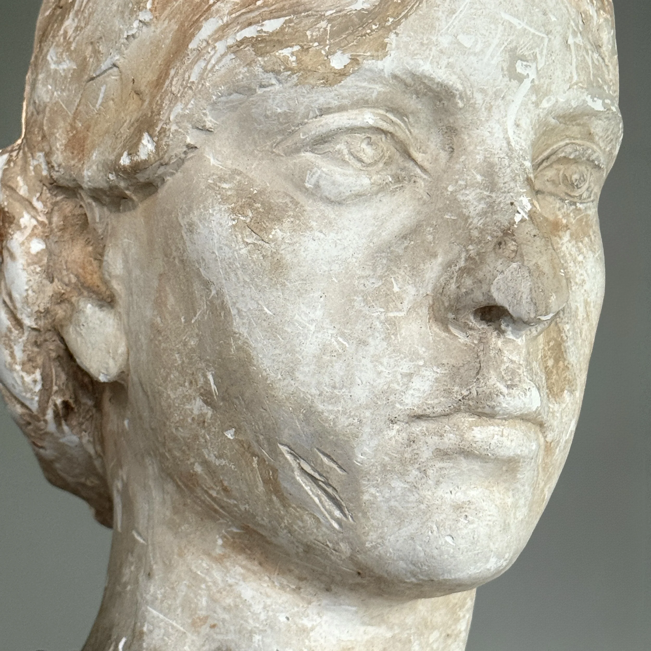 Detail of bust’s face showing small chip on the nose