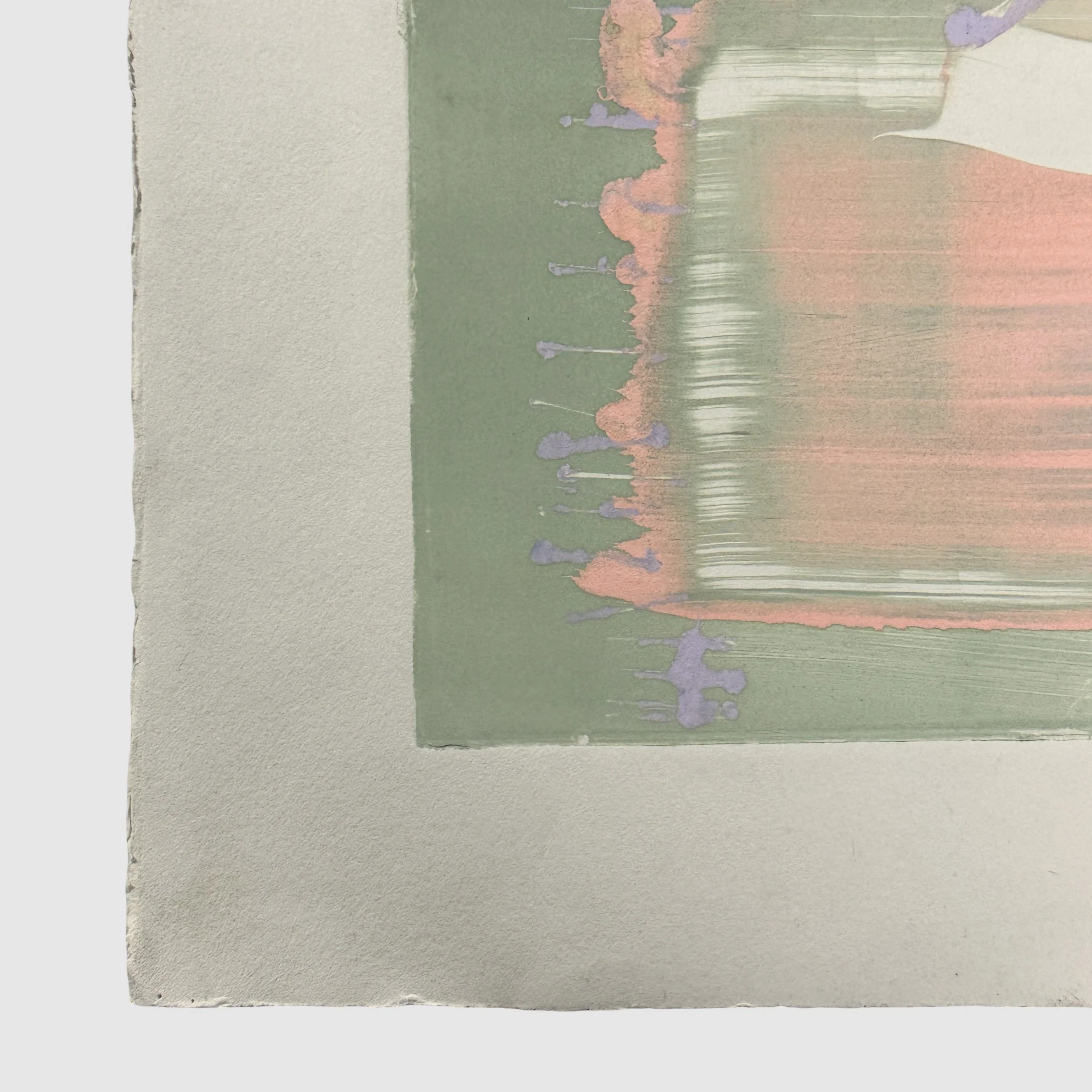 Close-up of pink layered marks. Mixed media texture. Gestural abstract expressionist style.