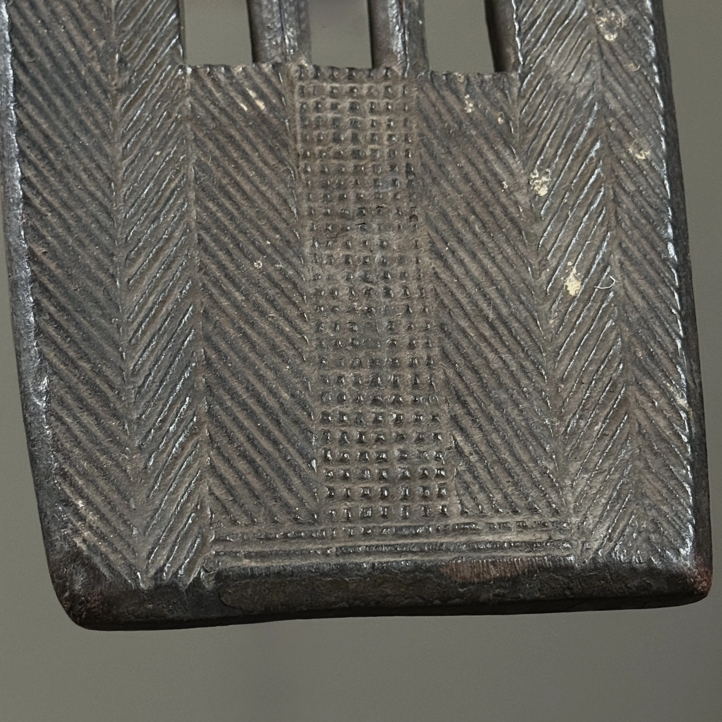 Detail of etched carving on Ngombe backrest