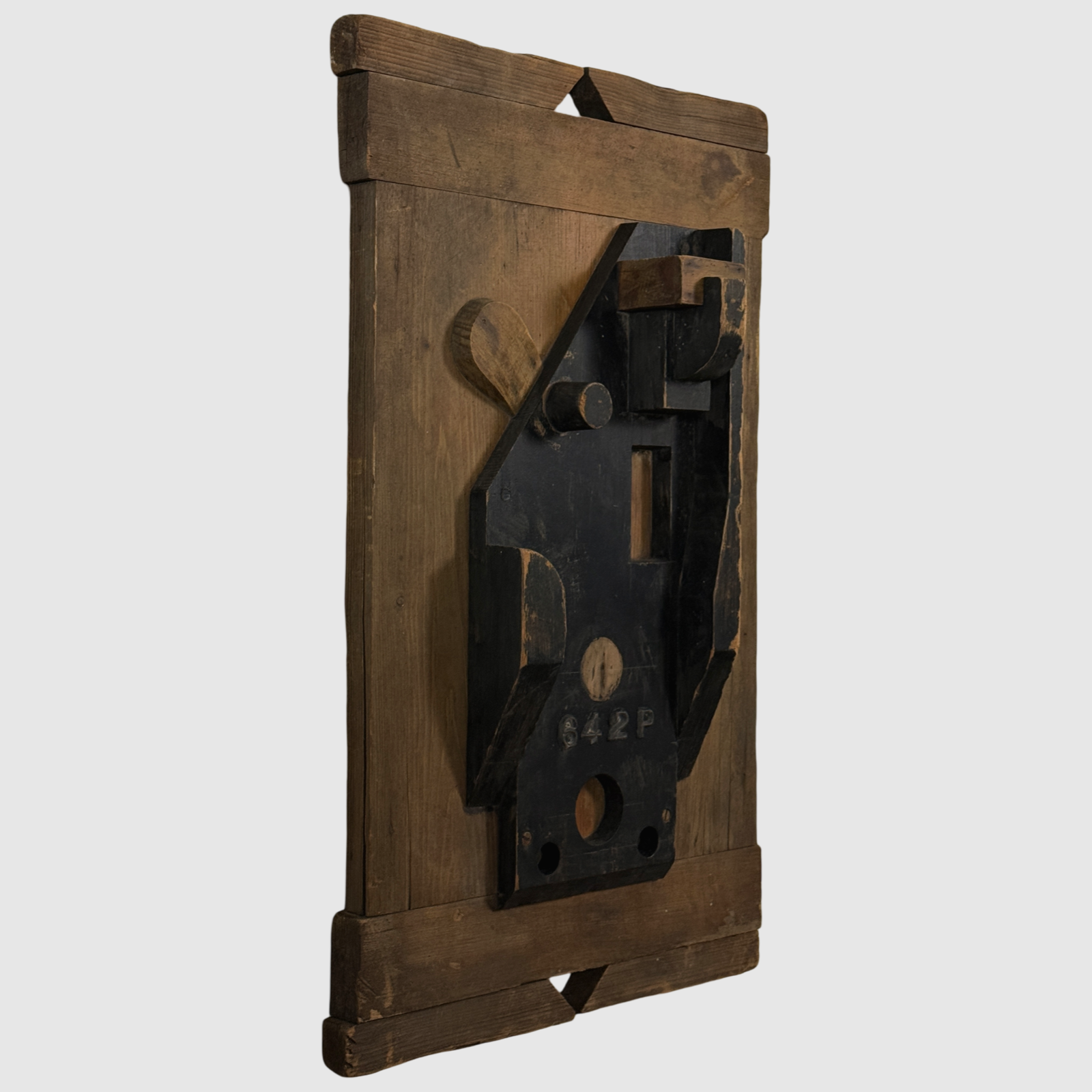 Side view of found art assemblage