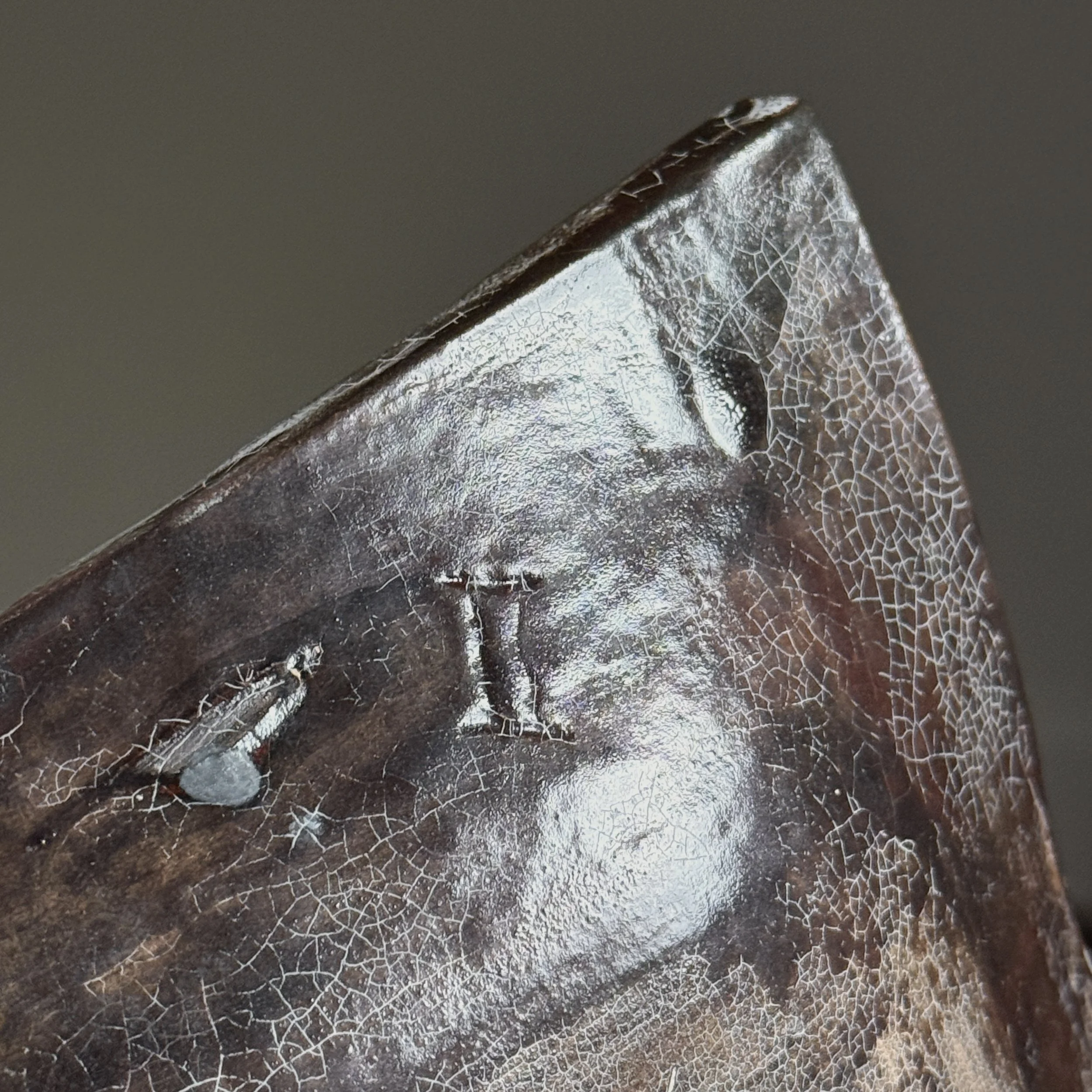 Signature detail. Toshiko Takaezu mark on underside.