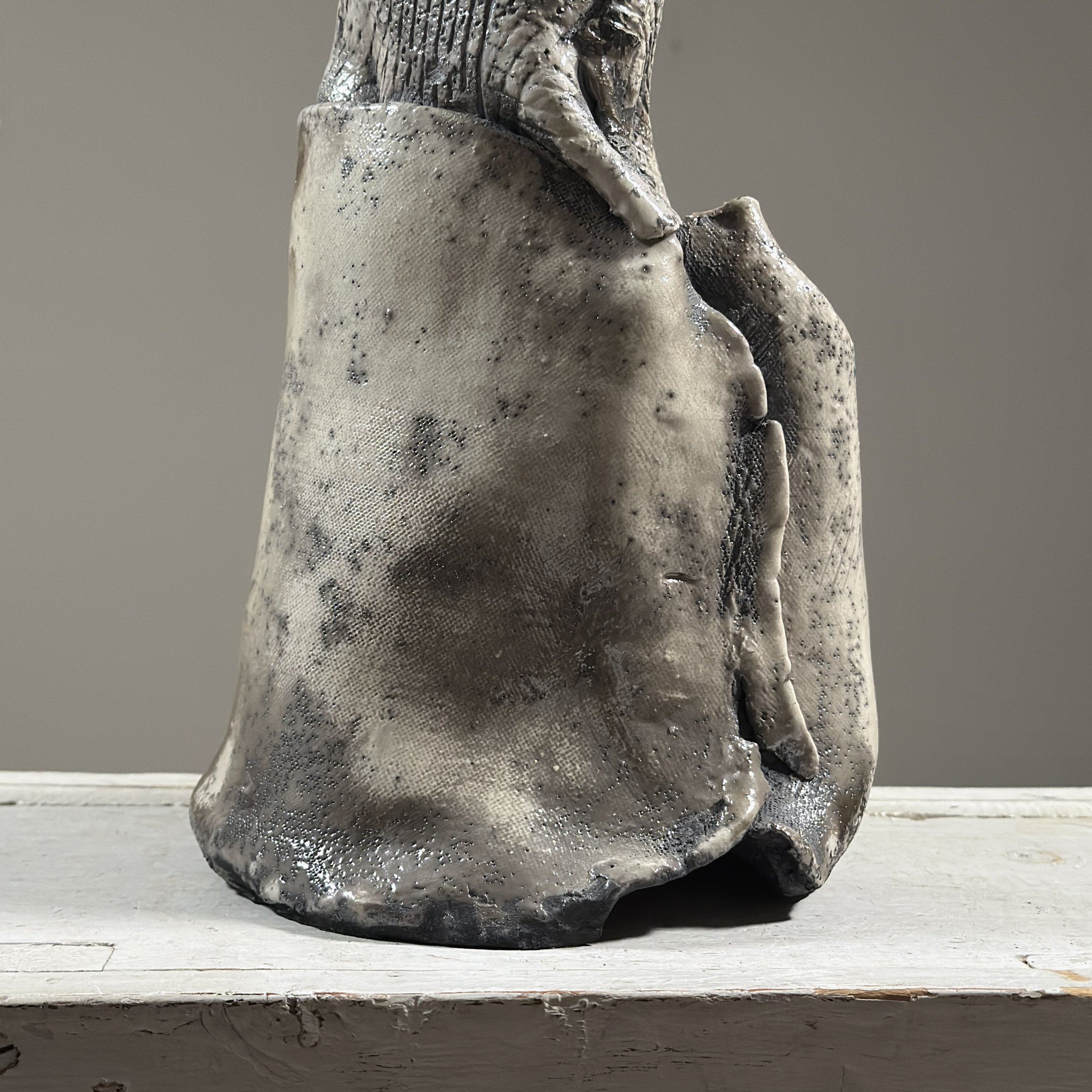 Crimped and folded section detail, postmodern ceramic vessel