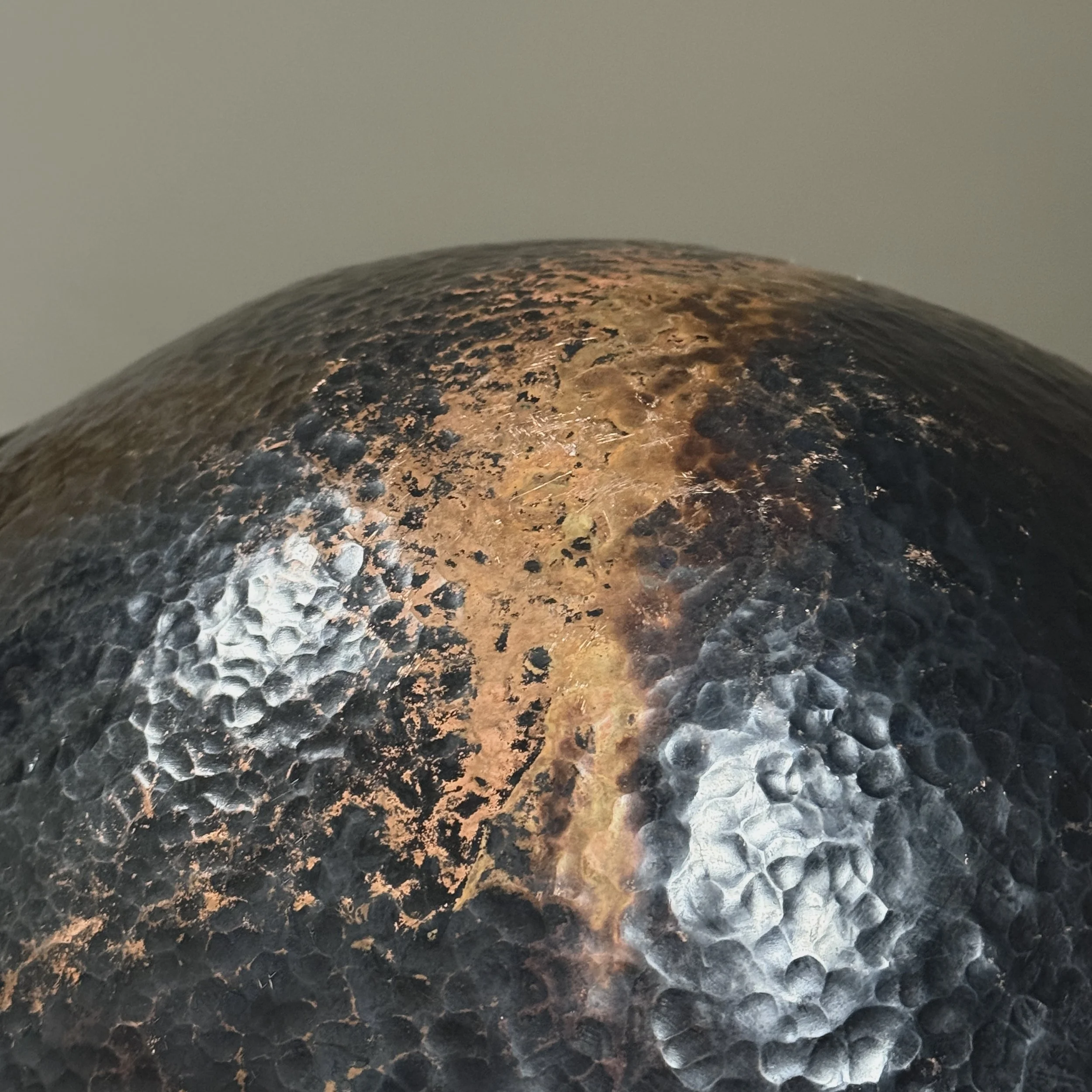 Base of Anthony Di Bona copper bowl with stamped mark