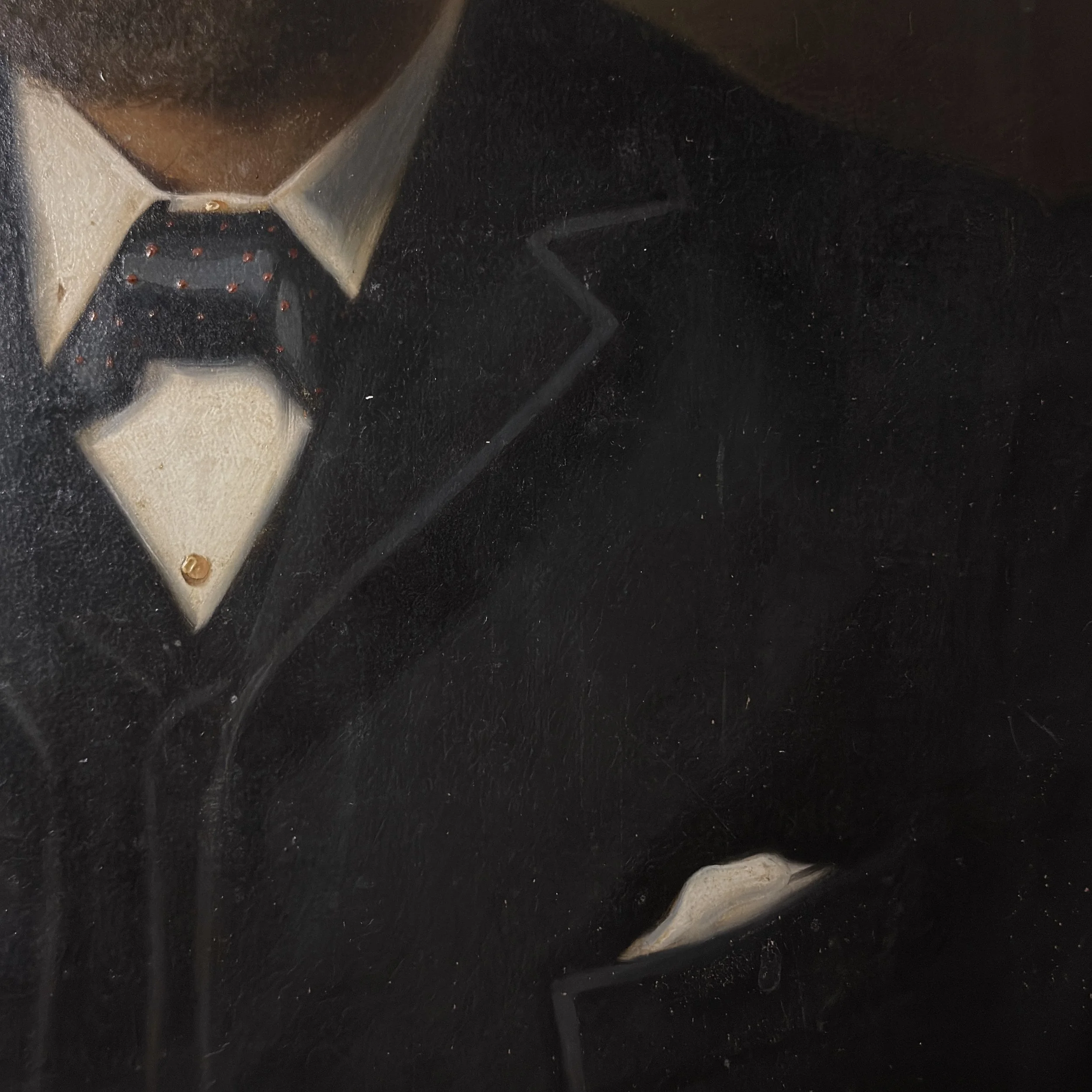 Detail of Antique Victorian British School portrait of a bearded man, oil on board