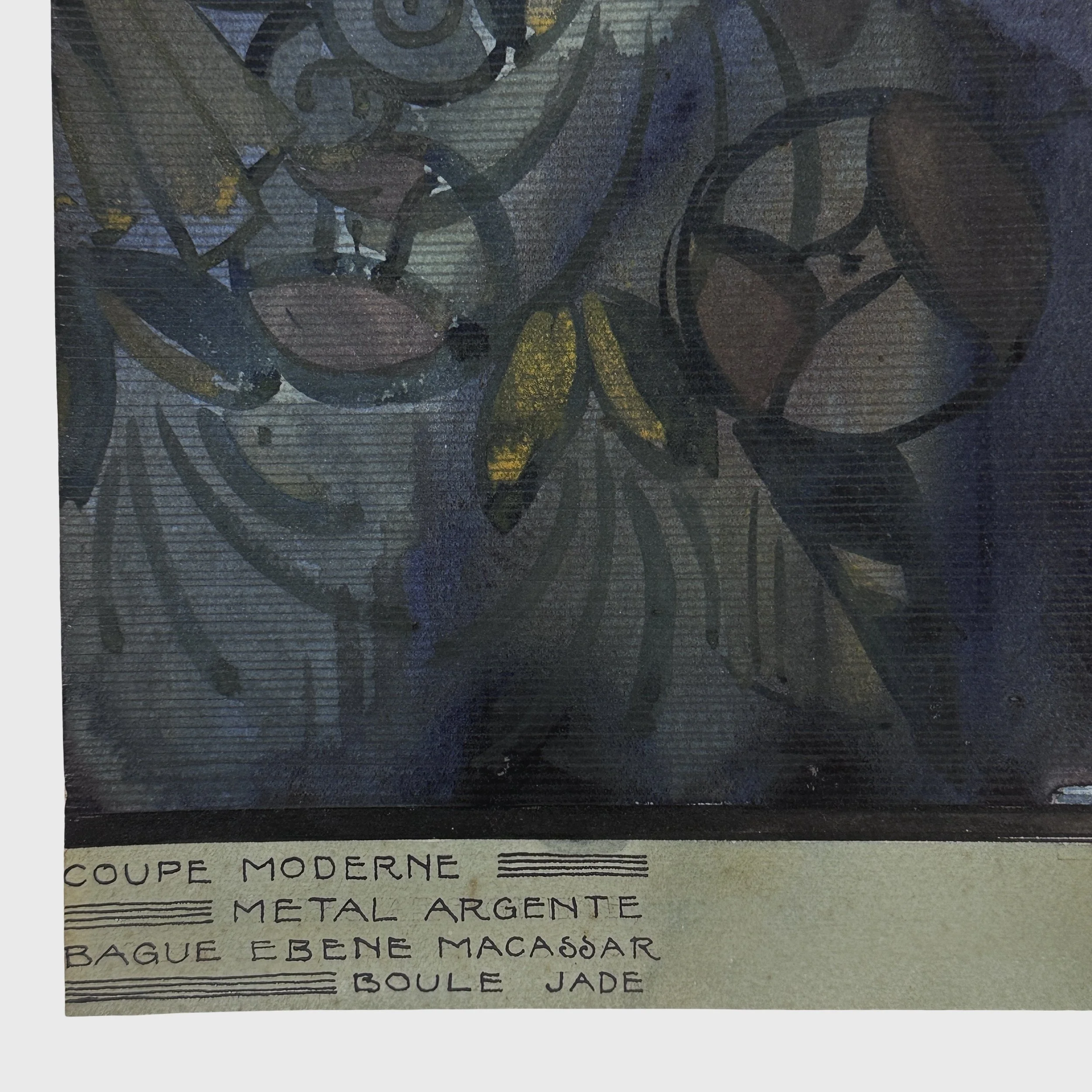 Royer hand-lettered annotation identifying materials in artwork