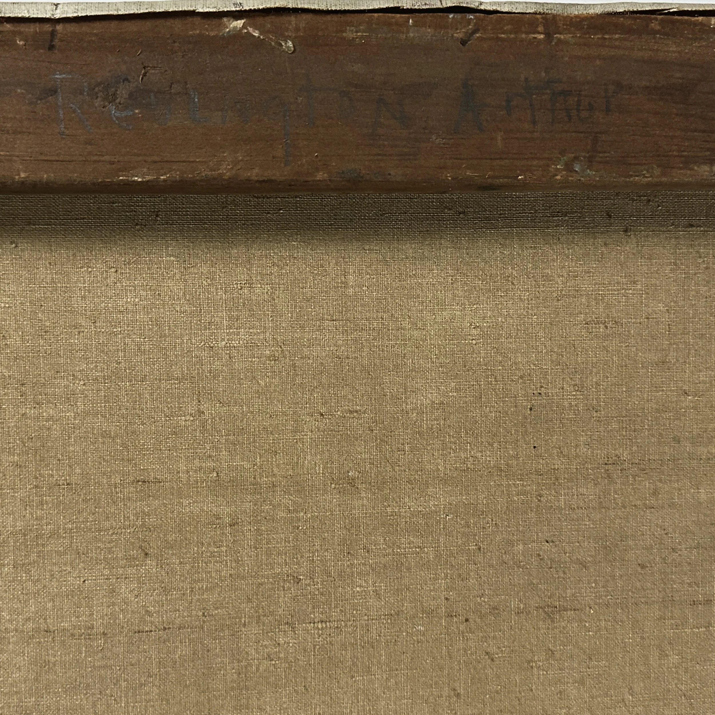 View of the reverse showing canvas and stretcher.