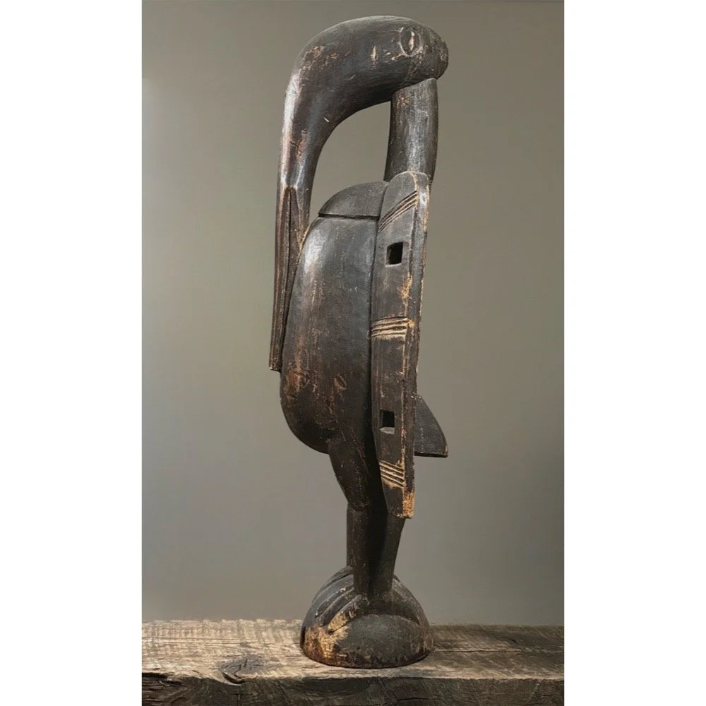 Large antique hand carved Senufo Calao bird statue